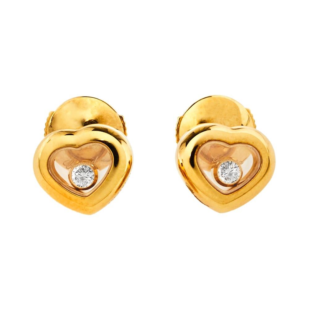 Chopard Happy Diamonds Icons 18K Yellow Gold Stud Earrings