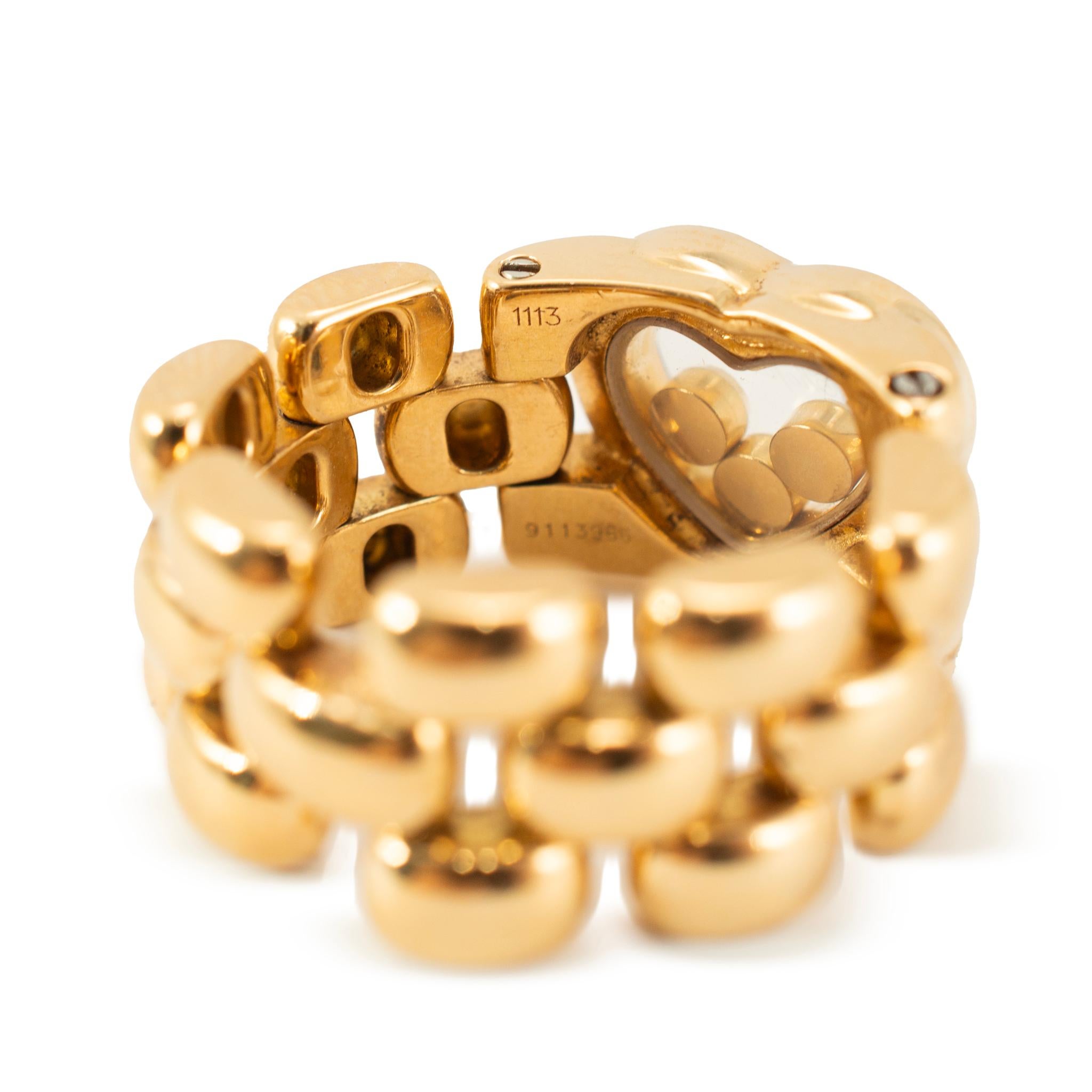 Donna Chopard Happy Diamonds Icons Heart 18K Yellow Gold Flexible 3 Row Link Band Ring in vendita