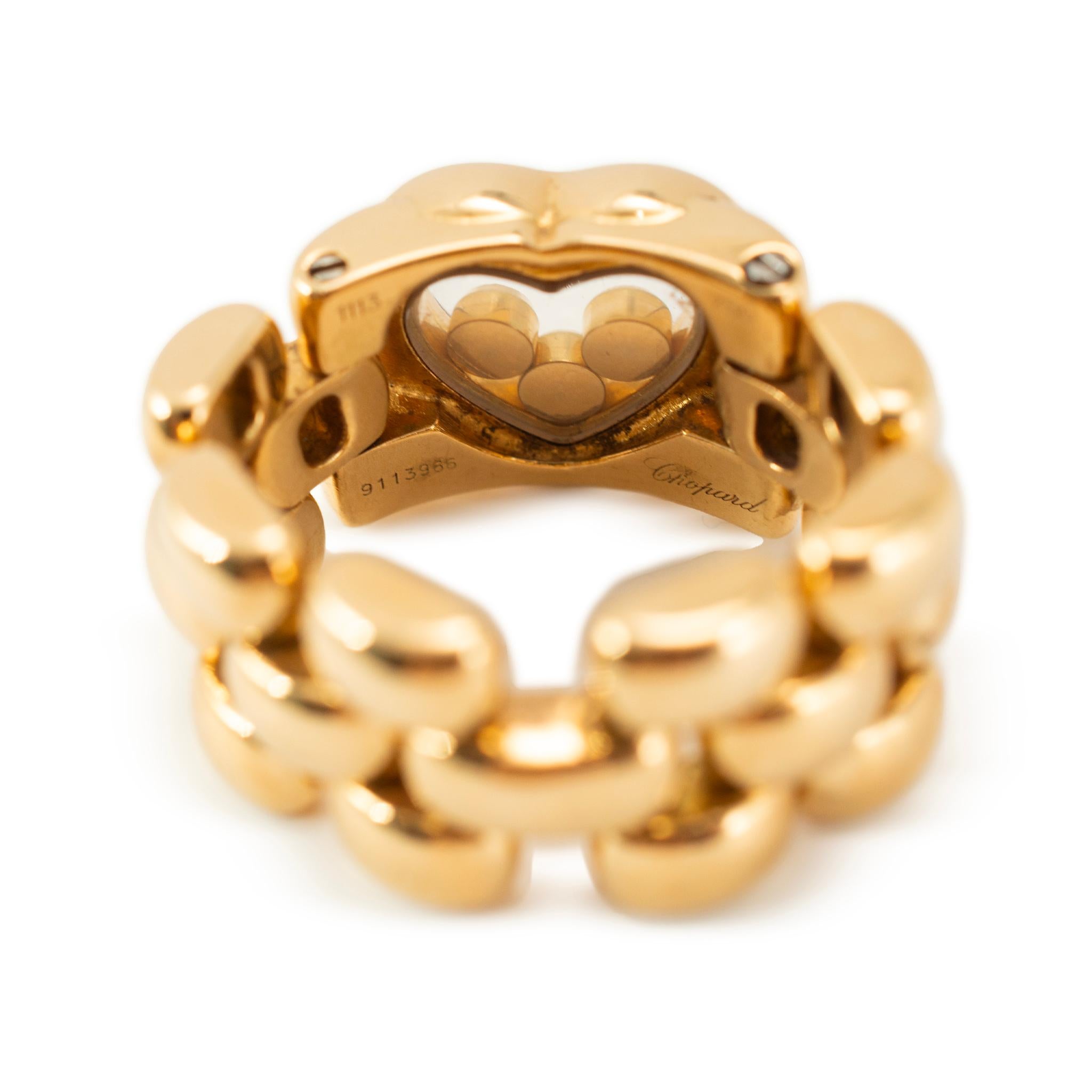 Chopard Happy Diamonds Icons Heart 18K Yellow Gold Flexible 3 Row Link Band Ring in vendita 1