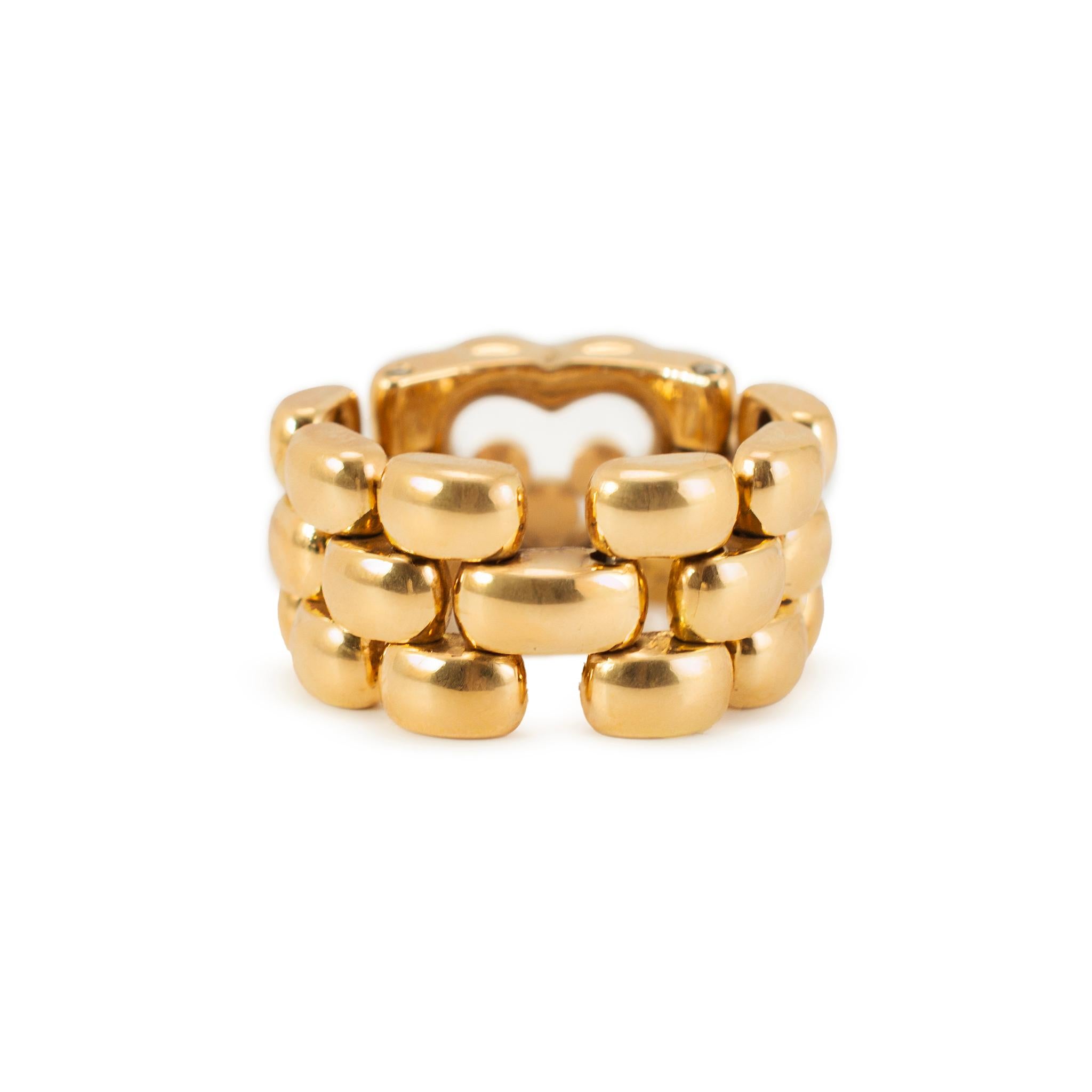 Chopard Happy Diamonds Icons Heart 18K Yellow Gold Flexible 3 Row Link Band Ring in vendita 3