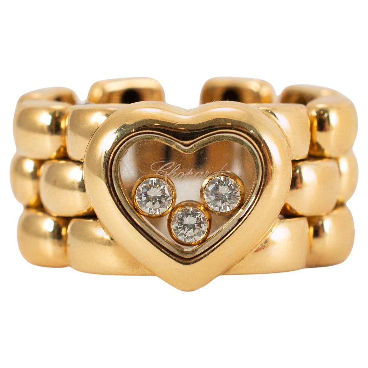 Chopard Happy Diamonds Icons Heart 18K Yellow Gold Flexible 3 Row Link Band Ring in vendita
