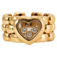 Chopard Happy Diamonds Icons Heart 18K Yellow Gold Flexible 3 Row Link Band Ring