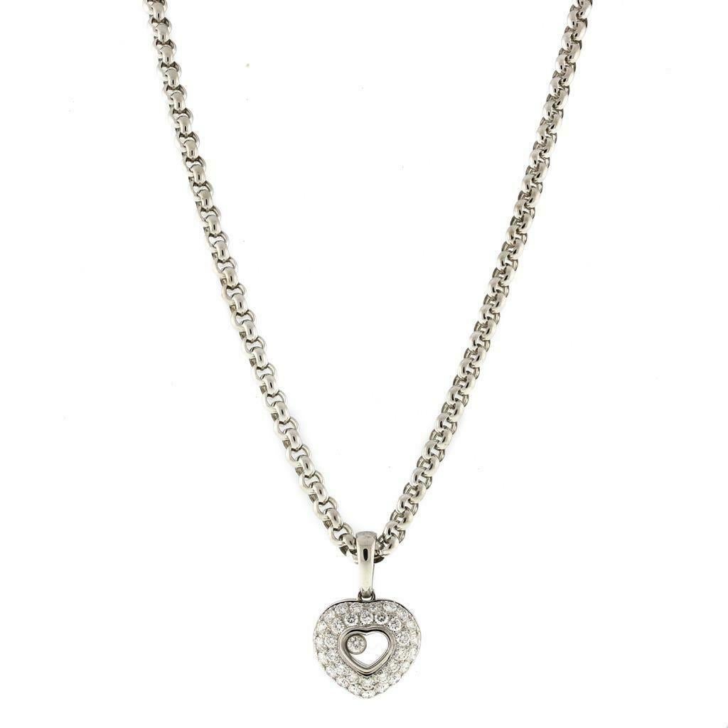 Women's Chopard Happy Diamonds Icons Heart Diamond Pendant Necklace 18K W/Gold 0.95 CTW For Sale