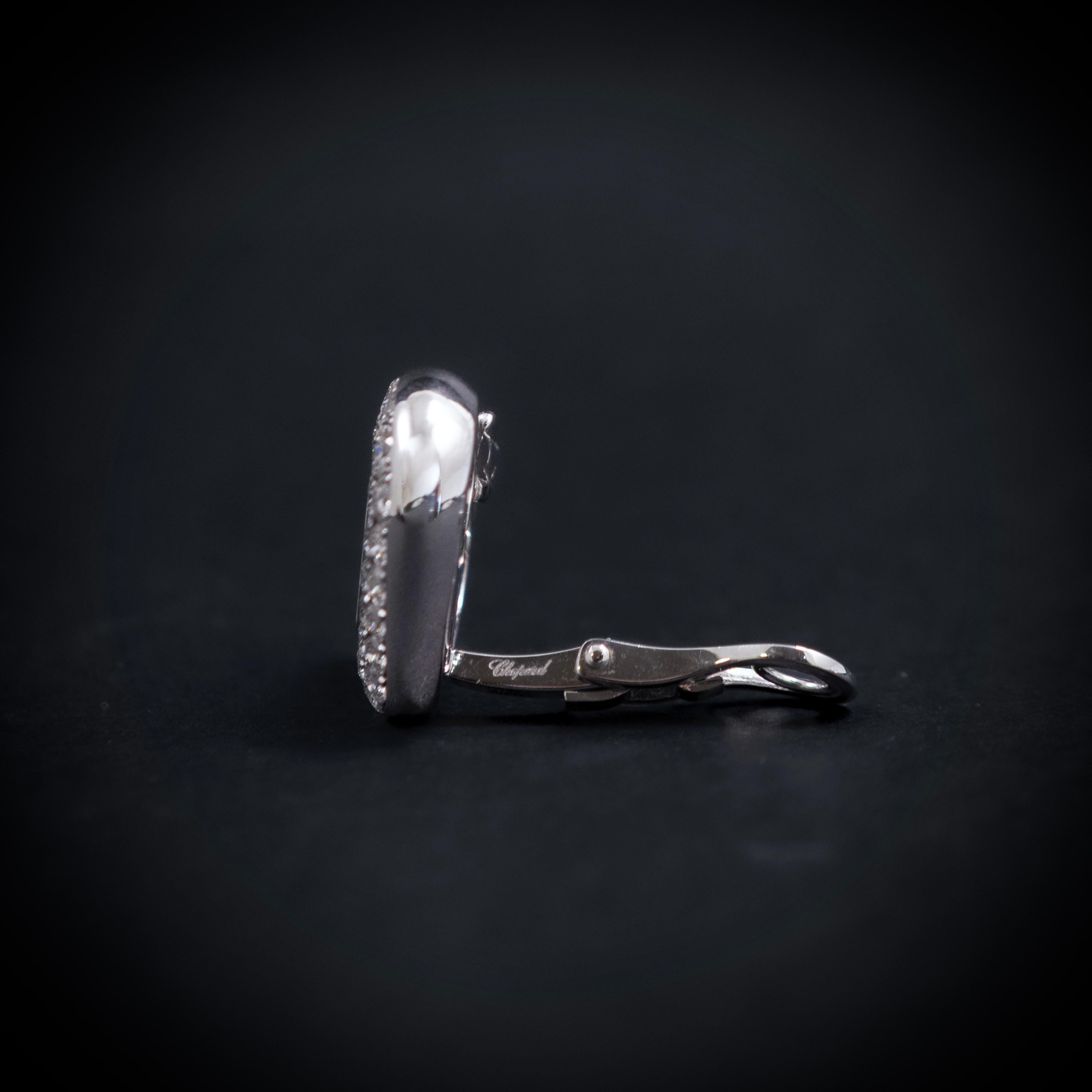 Chopard Happy Diamonds Icons Heart Ear Pins 3-Diamond Earrings Or blanc 18K Unisexe en vente