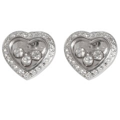 Chopard Happy Diamonds Icons Heart Earrings in 18 Karat White Gold 0.70 Carat