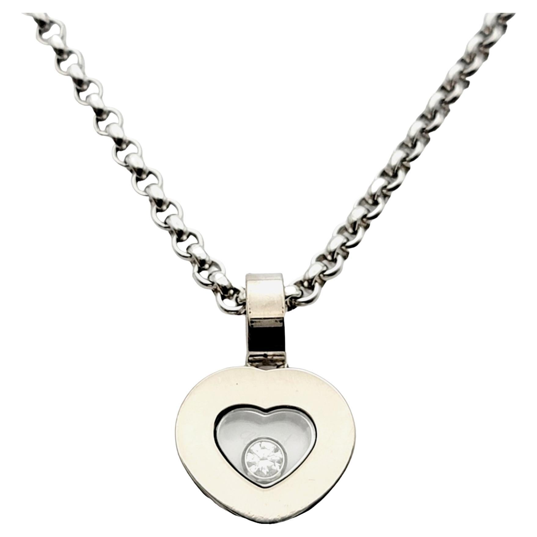 Chopard Happy Diamonds Icons Heart Pendant Necklace in 18 Karat White Gold  For Sale at 1stDibs