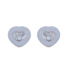 Chopard Happy Diamonds Icons Heart Stud Earrings WhiteGold 18k Rd.10ctw Floating