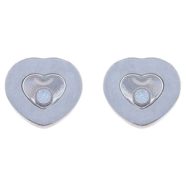 Chopard Happy Diamonds Icons Heart Stud Earrings WhiteGold 18k Rd.10ctw Floating