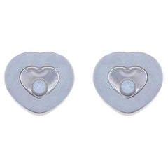 Chopard Happy Diamonds Icons Heart Stud Earrings WhiteGold 18k Rd.10ctw Floating