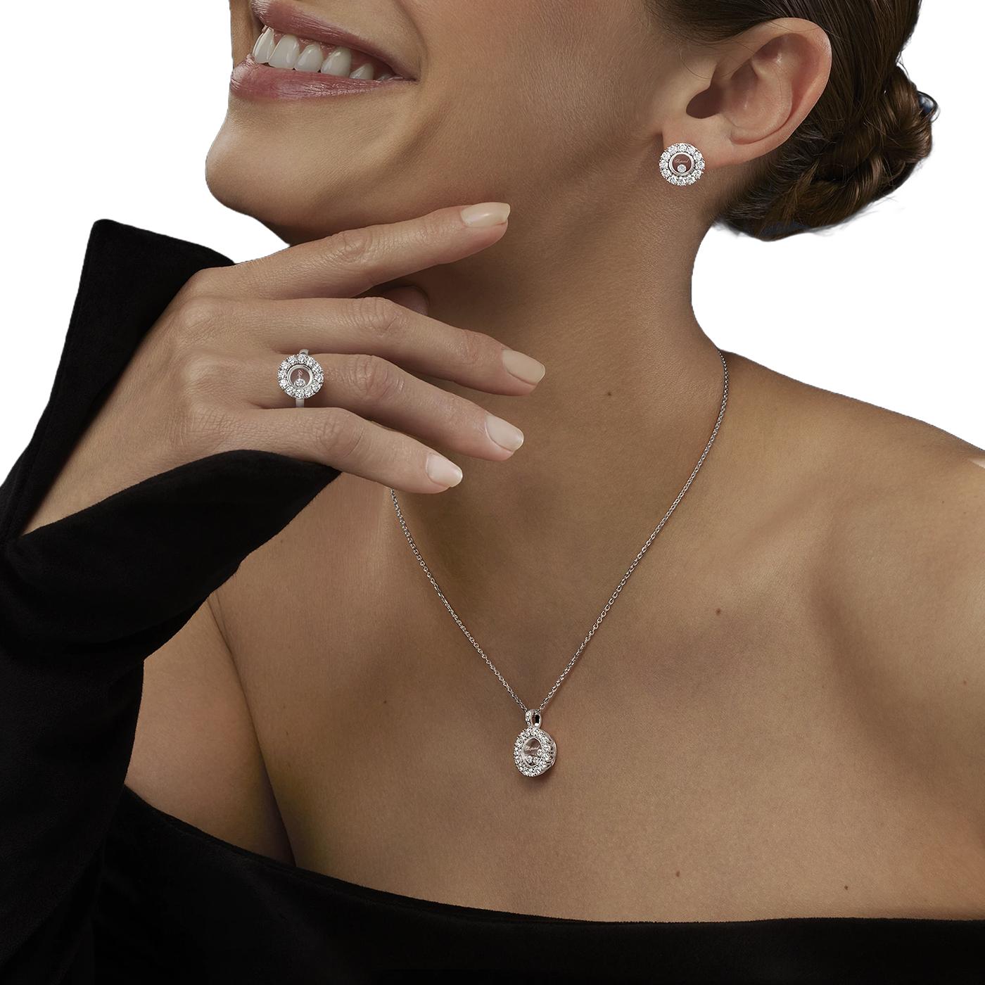 Chopard Happy Diamonds Icons Joaillerie 18K White Gold Dancing Diamond Earrings For Sale 7