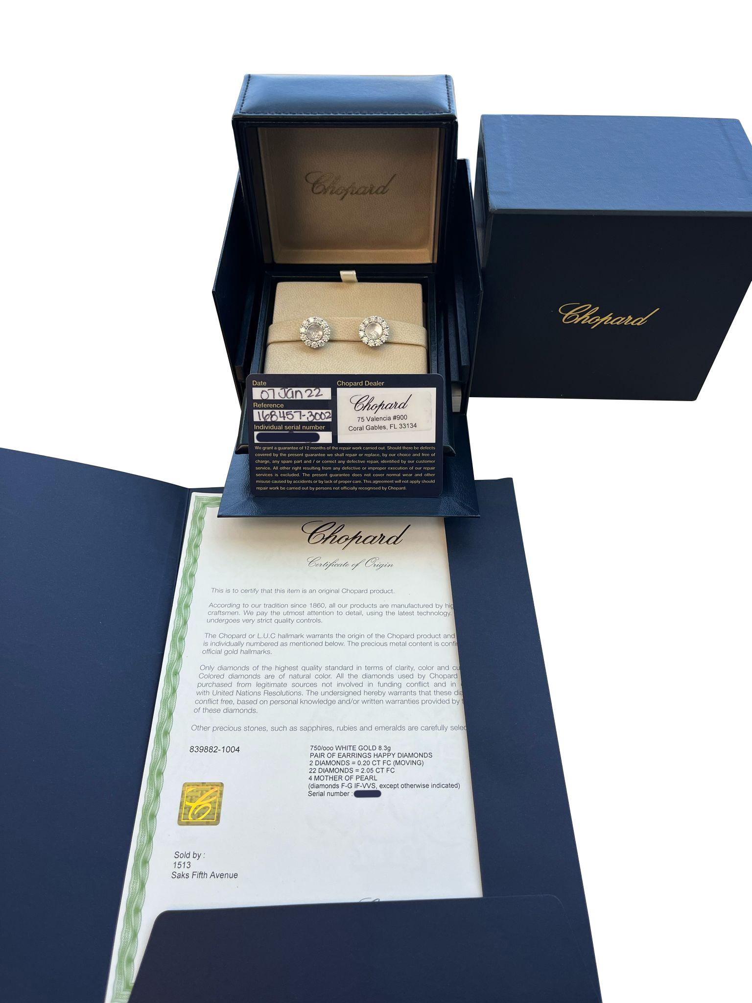 Chopard Happy Diamonds Icons Joaillerie 18K White Gold Dancing Diamond Earrings In New Condition For Sale In Aventura, FL