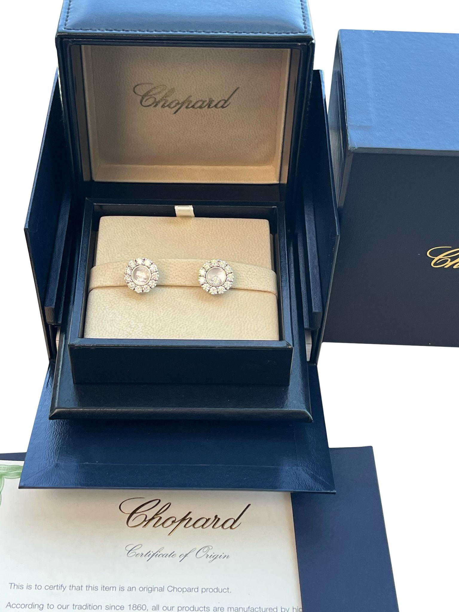Chopard Happy Diamonds Icons Joaillerie 18K White Gold Dancing Diamond Earrings For Sale 1