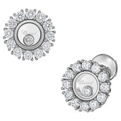Chopard Happy Diamonds Icons Joaillerie 18K White Gold Dancing Diamond Earrings