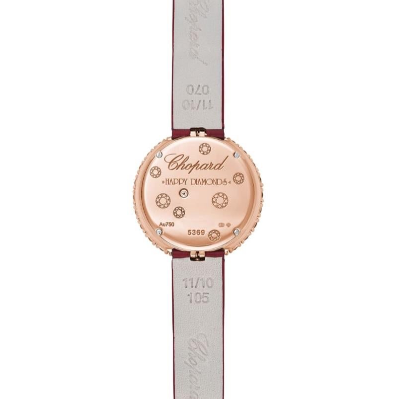 Case & Dial
MATERIAL: 18k rose gold
CASE DIMENSION(S): 28.60 mm
WHITE DIAMOND CARAT: 3.07
GEM-SETTING: with gems
Strap & Buckle
STRAP: red alligator leather strap (glossy)
BUCKLE MATERIAL: 18k rose gold
BUCKLE TYPE: pin buckle
INDICATION(S): hours