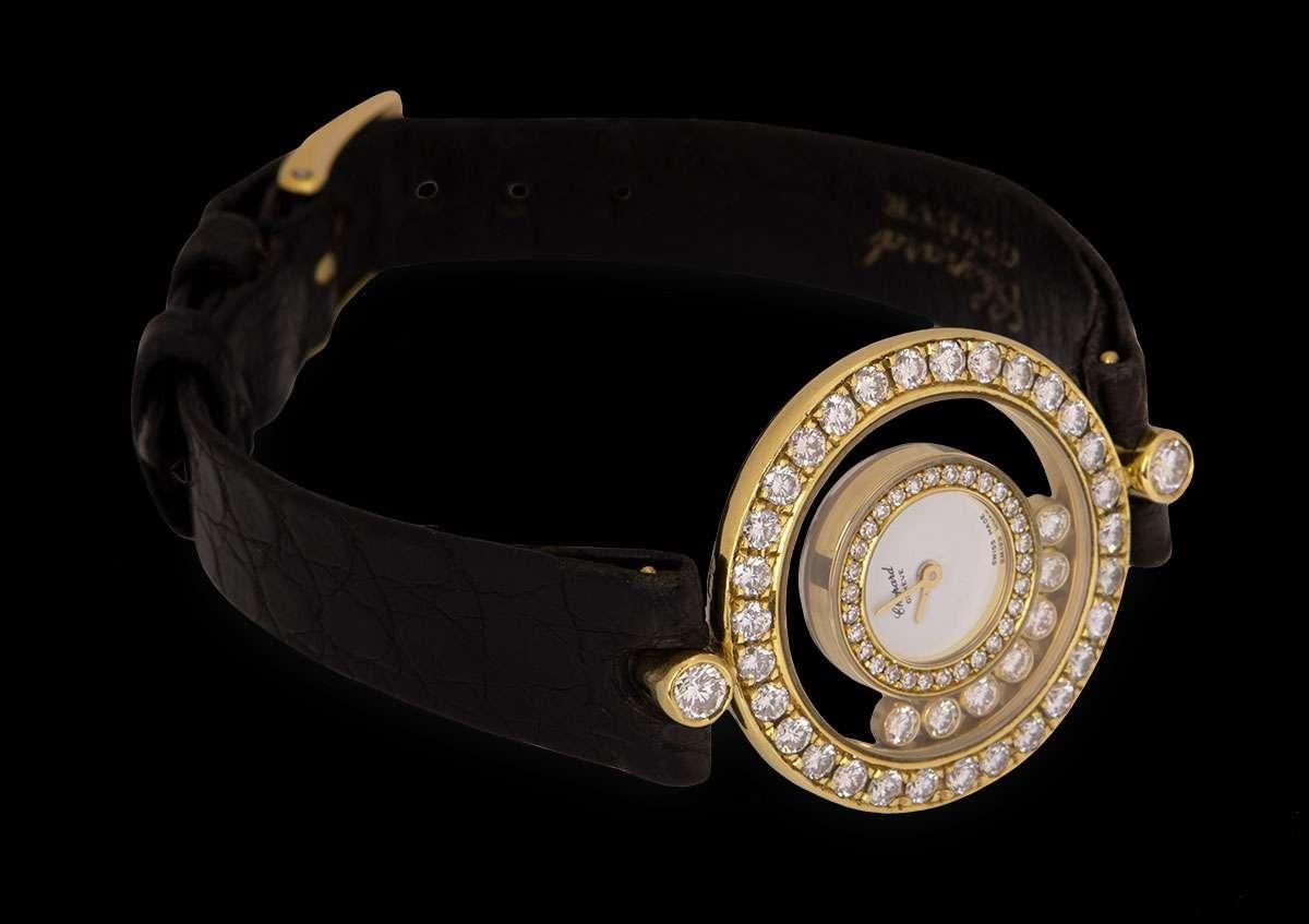 Women's Chopard Happy Diamonds Ladies 18 Karat Gold Silver Dial Diamond Set 20/5458