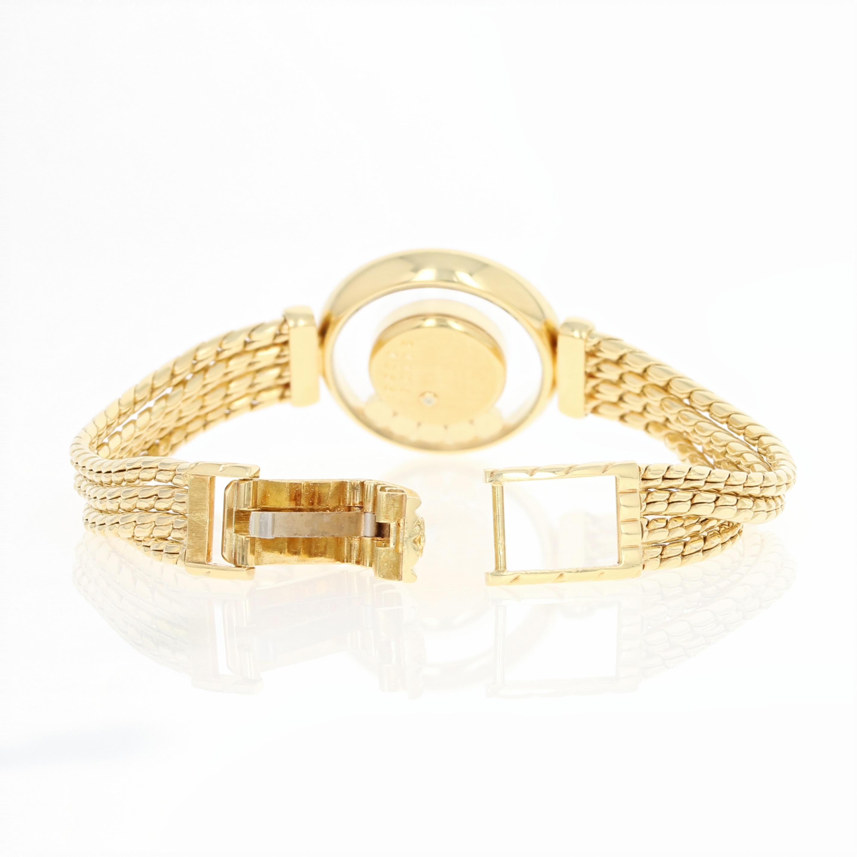 Round Cut Chopard Happy Diamonds Ladies Watch, 18 Karat Gold Quartz Factory Warranty
