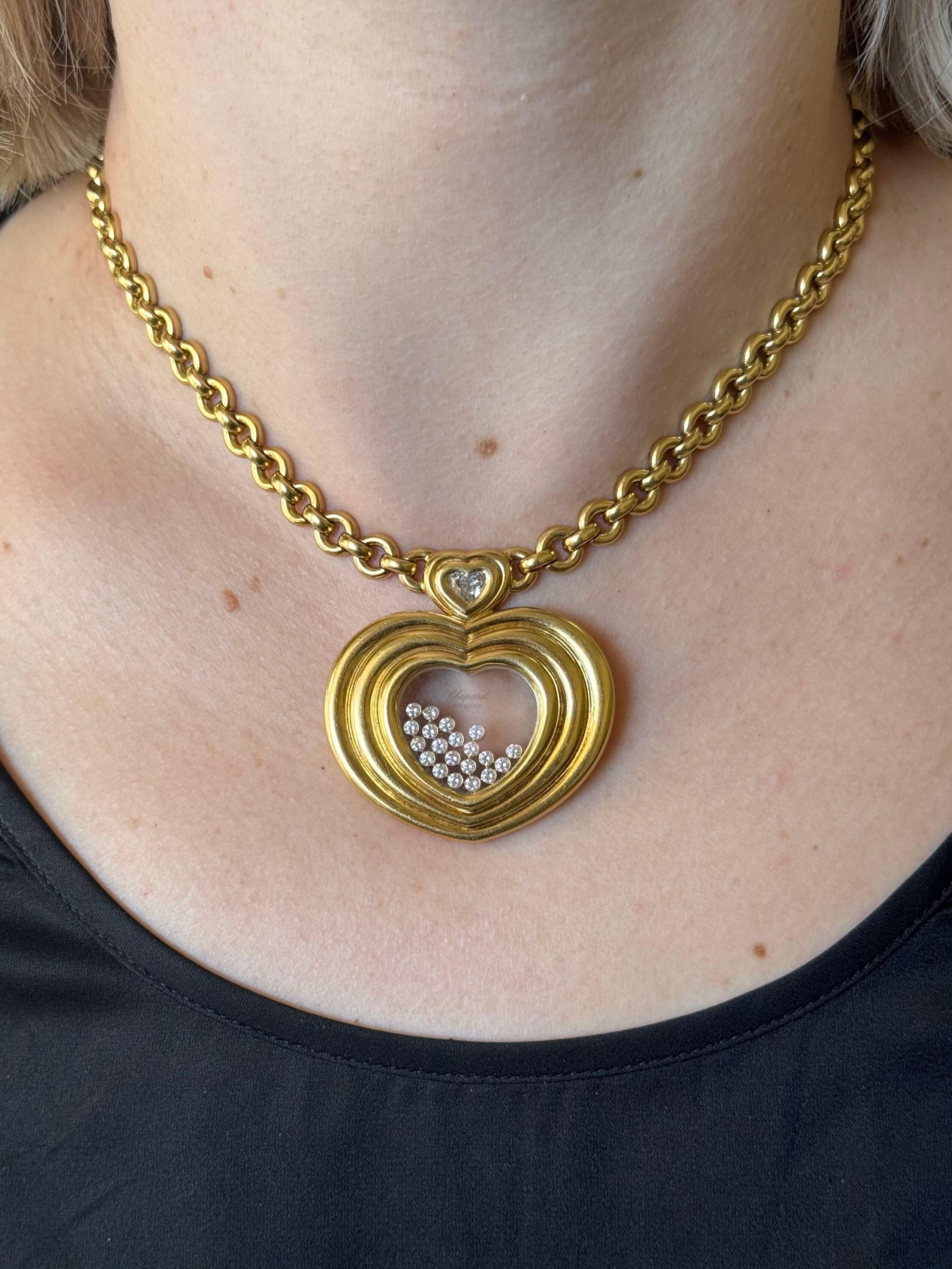 Chopard Collier pendentif Happy Diamonds Large Heart en or jaune en vente 3