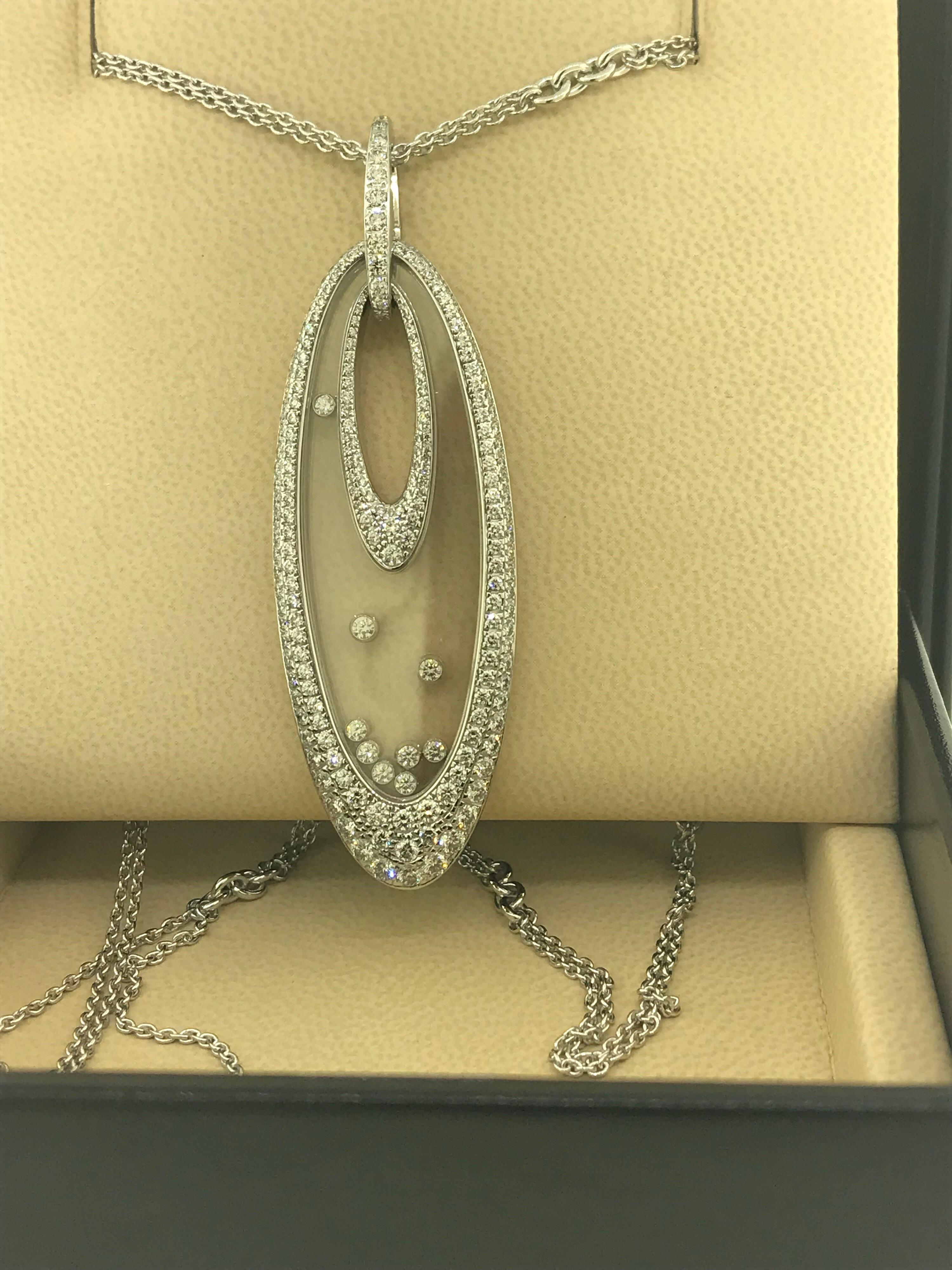 Chopard Happy Diamonds Large Oval White Gold Pendant Necklace 79/7782 For Sale 2