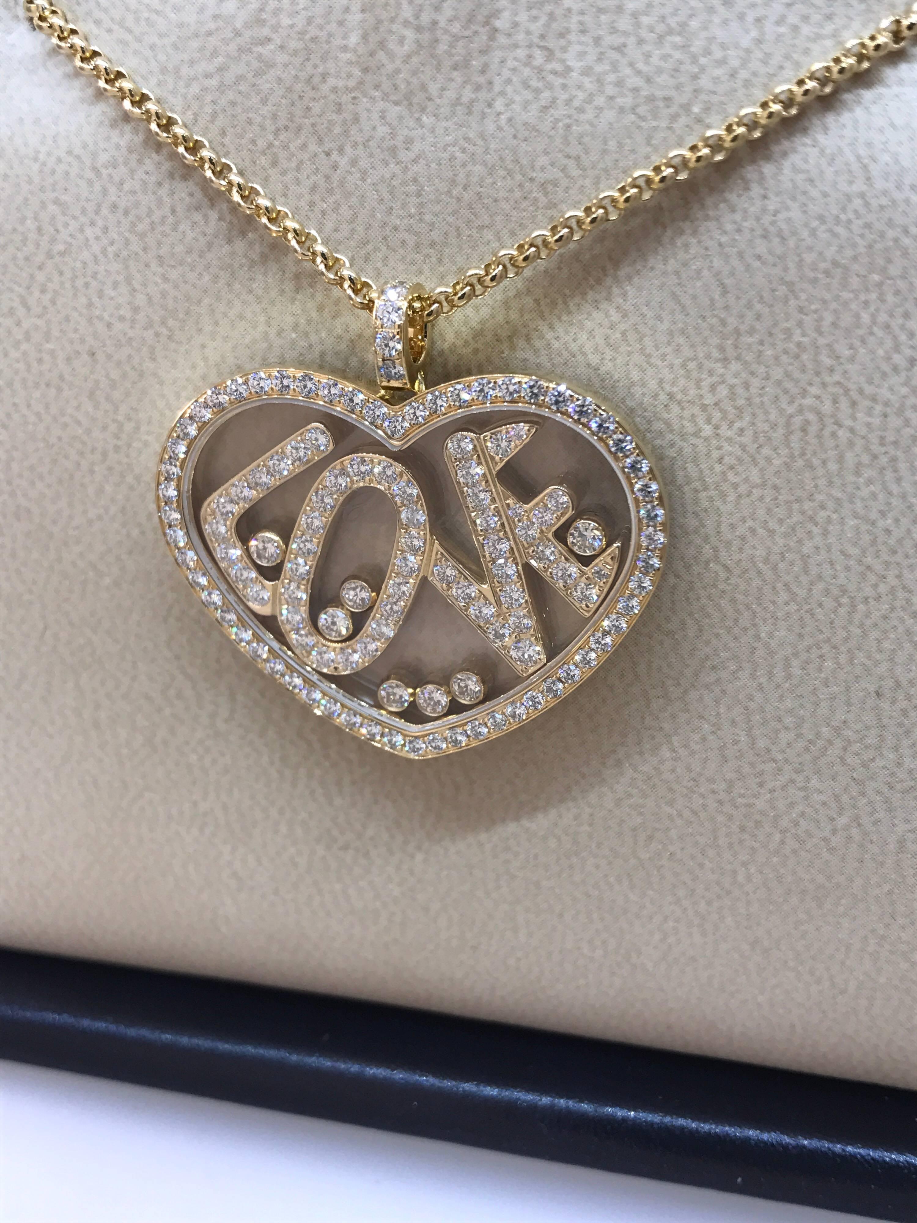 Chopard Happy Diamonds Heart Pendant / Necklace

Model Number: 79/7225-1003

100% Authentic

Brand New

Comes with original Chopard box, certificate of authenticity and warranty, and jewels manual

18 Karat Yellow Gold (25.10gr)

116 Diamonds on the