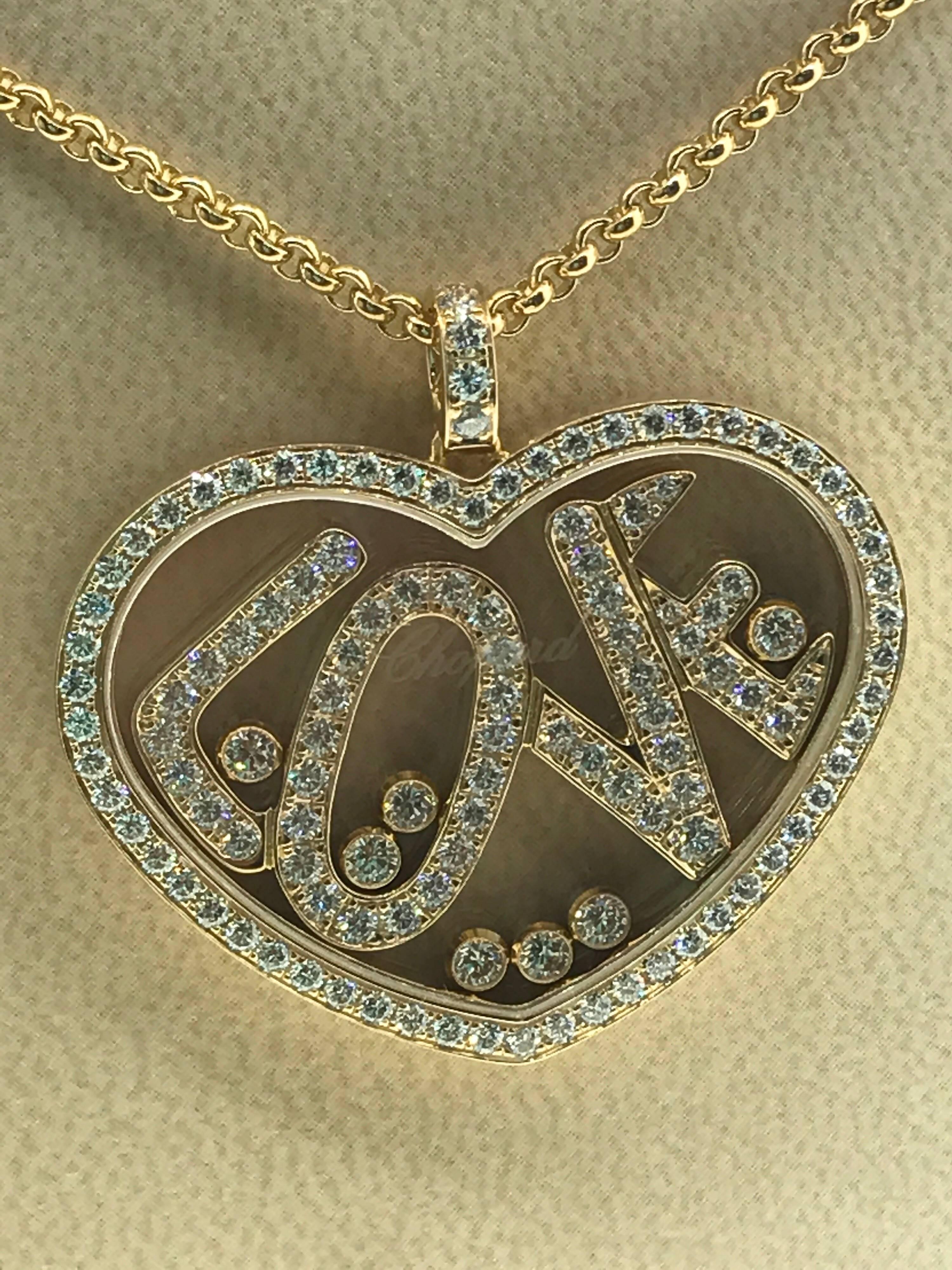 Chopard Happy Diamonds Love Heart Yellow Gold Full Diamond Pendant Necklace For Sale 1