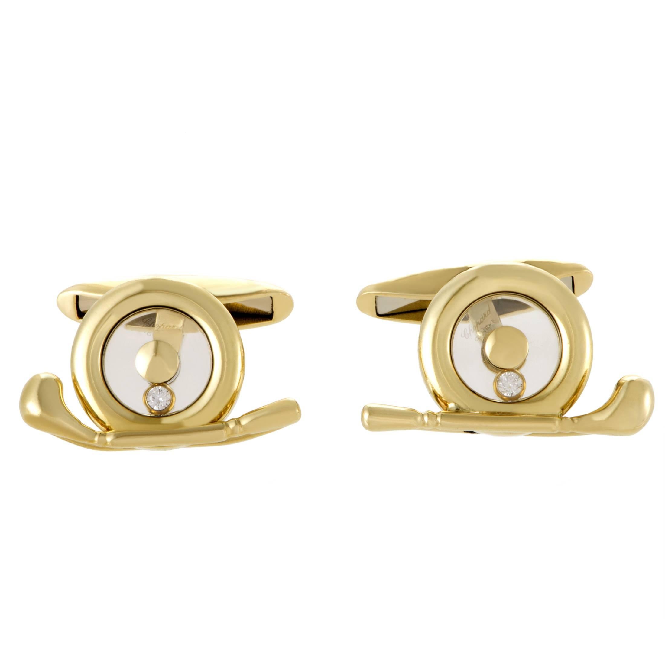 Chopard Happy Diamonds Men’s 18 Karat Yellow Gold Golfer Cufflinks