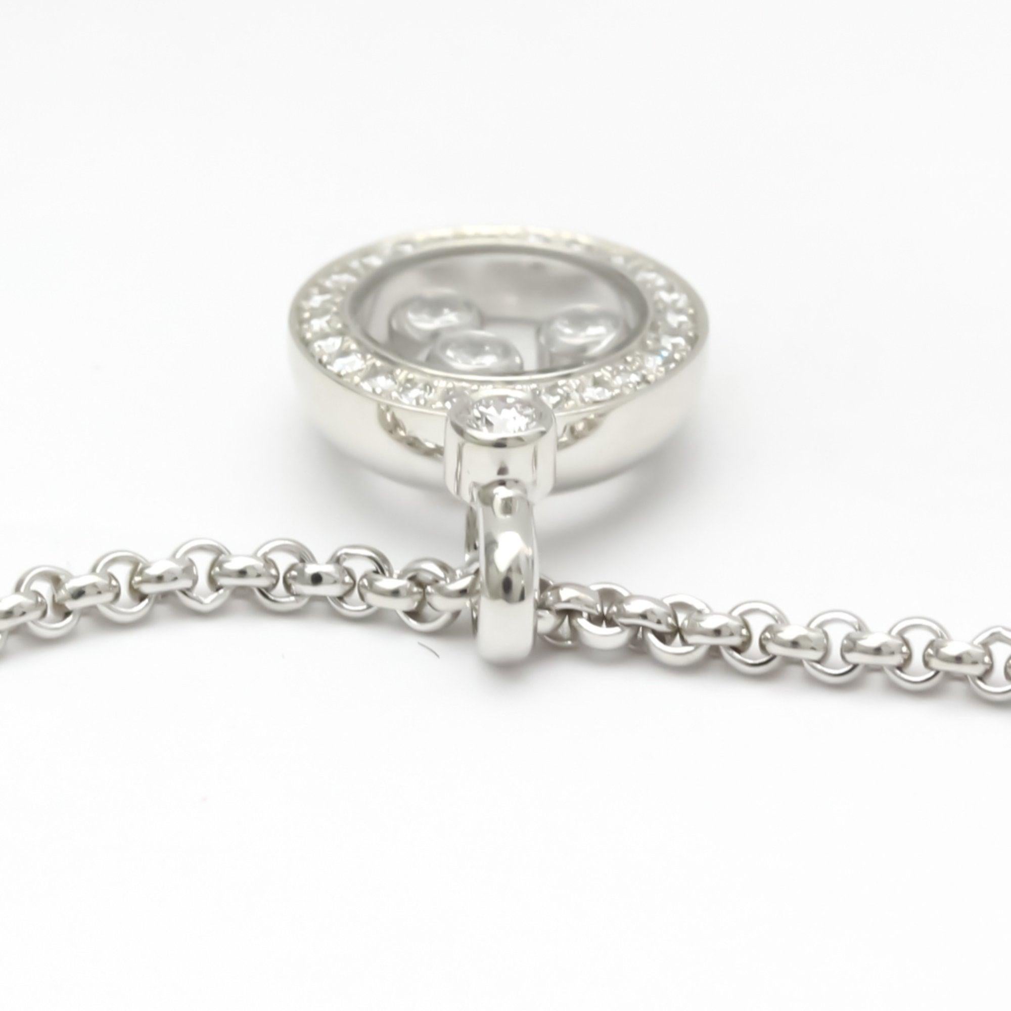 Women's or Men's Chopard Happy Diamonds Necklace in 18K White Gold For Sale