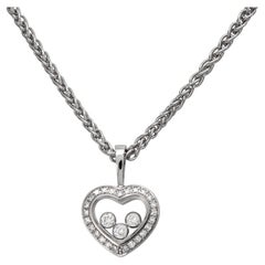 Chopard Happy Diamonds Necklace in 18k white gold with 3 floating diamonds