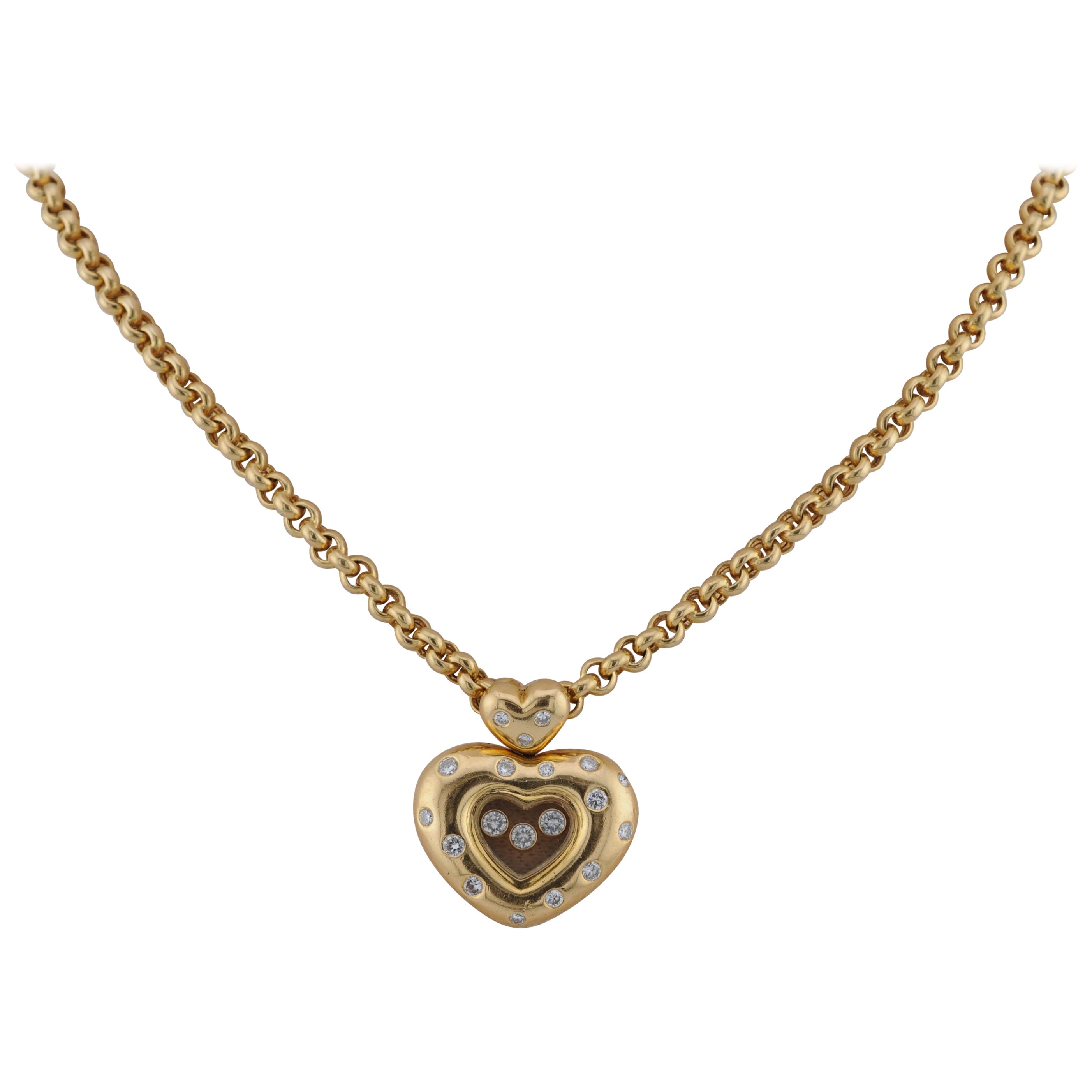 Chopard Collier Happy Diamonds en or jaune 18 carats en vente