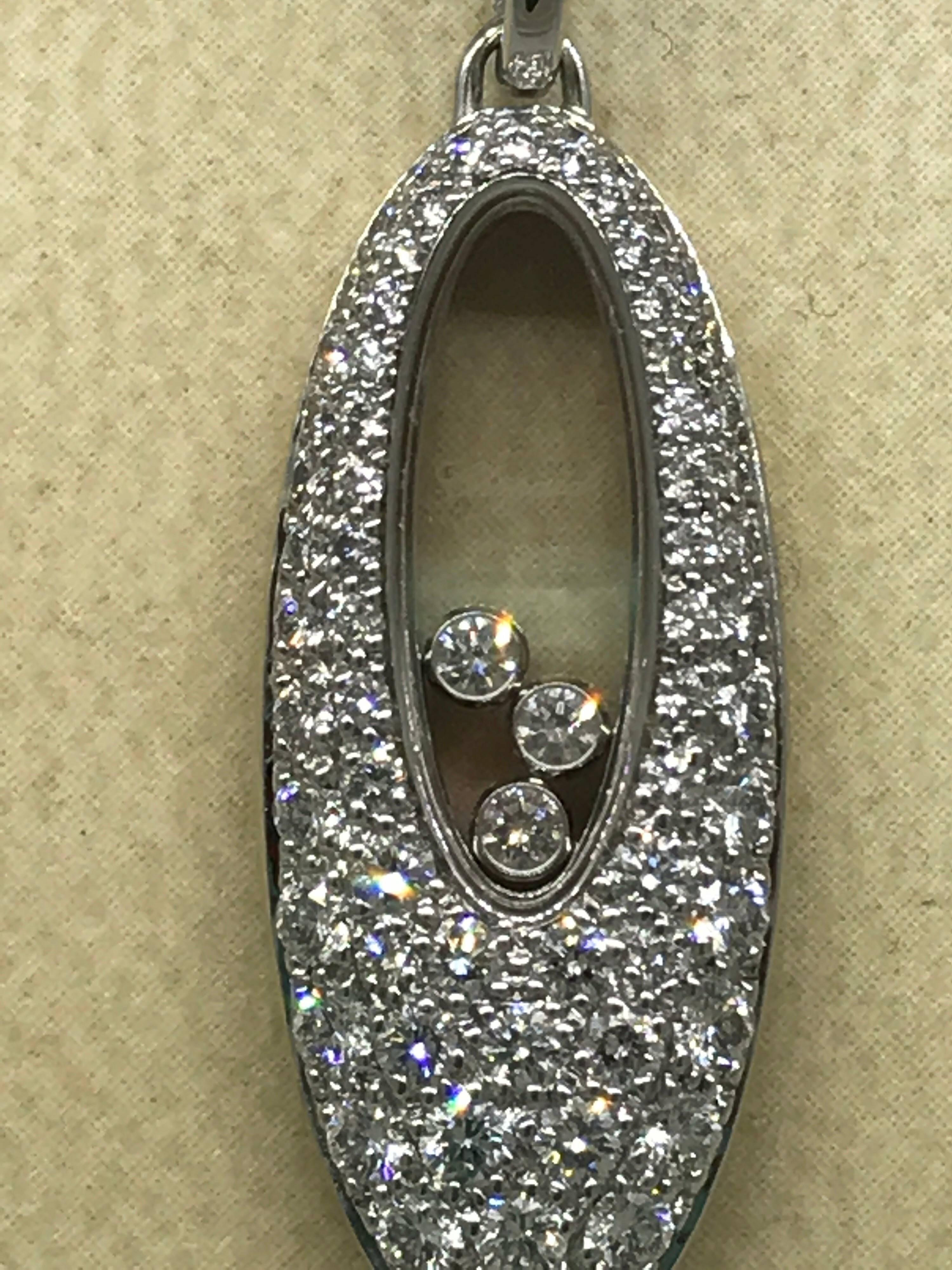 Chopard Happy Diamonds Oval White Gold Full Diamond Pendant 79/7782 Brand New In New Condition For Sale In New York, NY