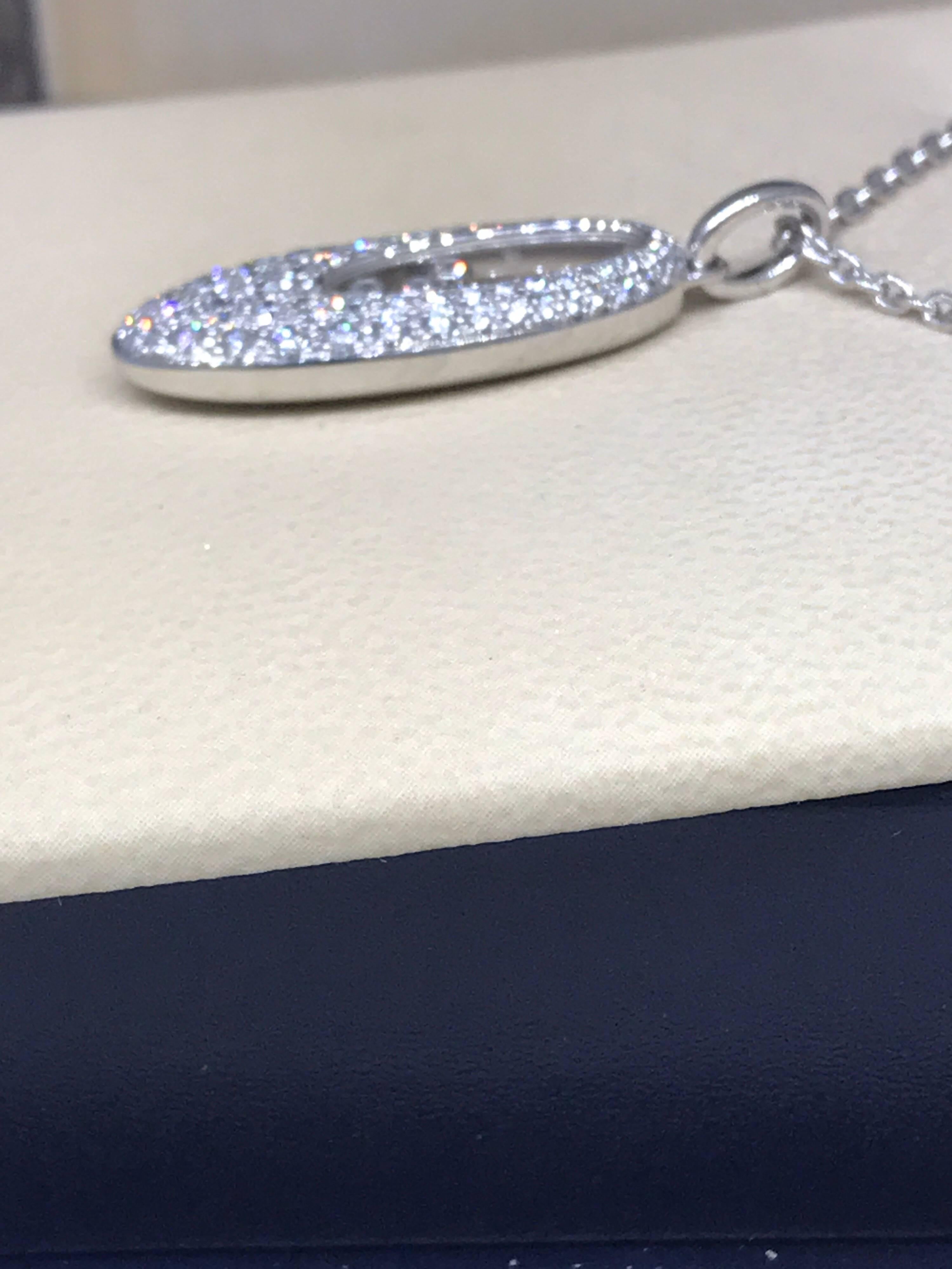 Chopard Happy Diamonds Oval White Gold Full Diamond Pendant 79/7782 Brand New For Sale 2