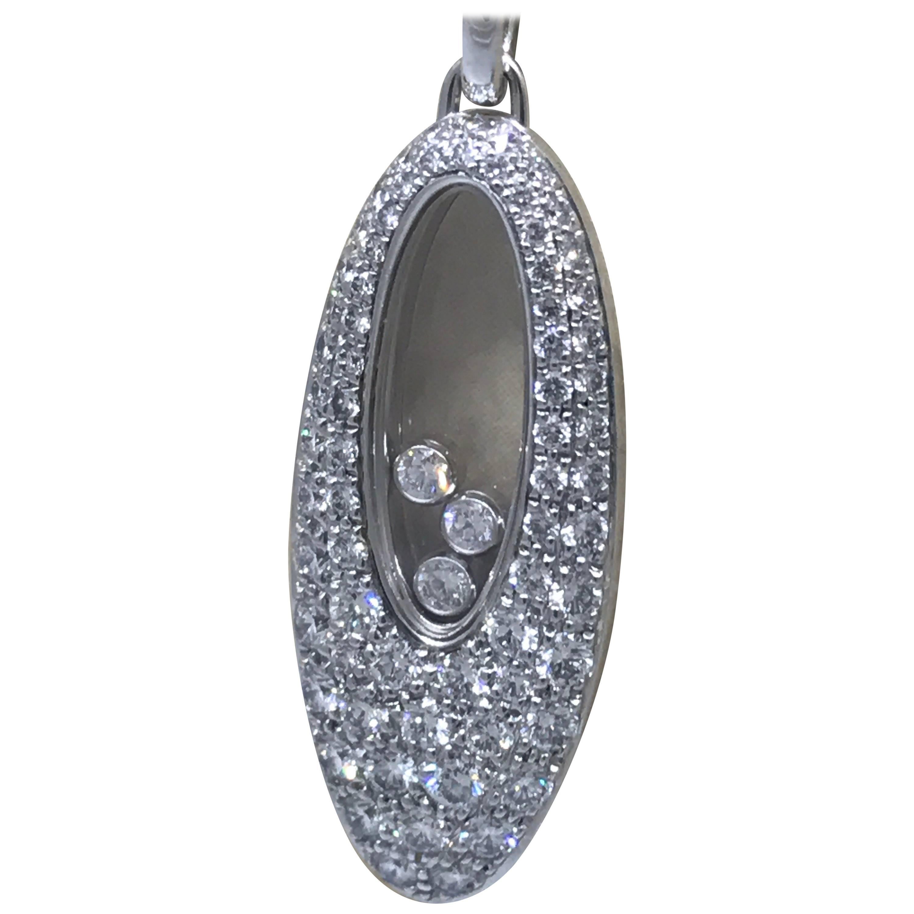 Chopard Happy Diamonds Oval White Gold Full Diamond Pendant 79/7782 Brand New For Sale