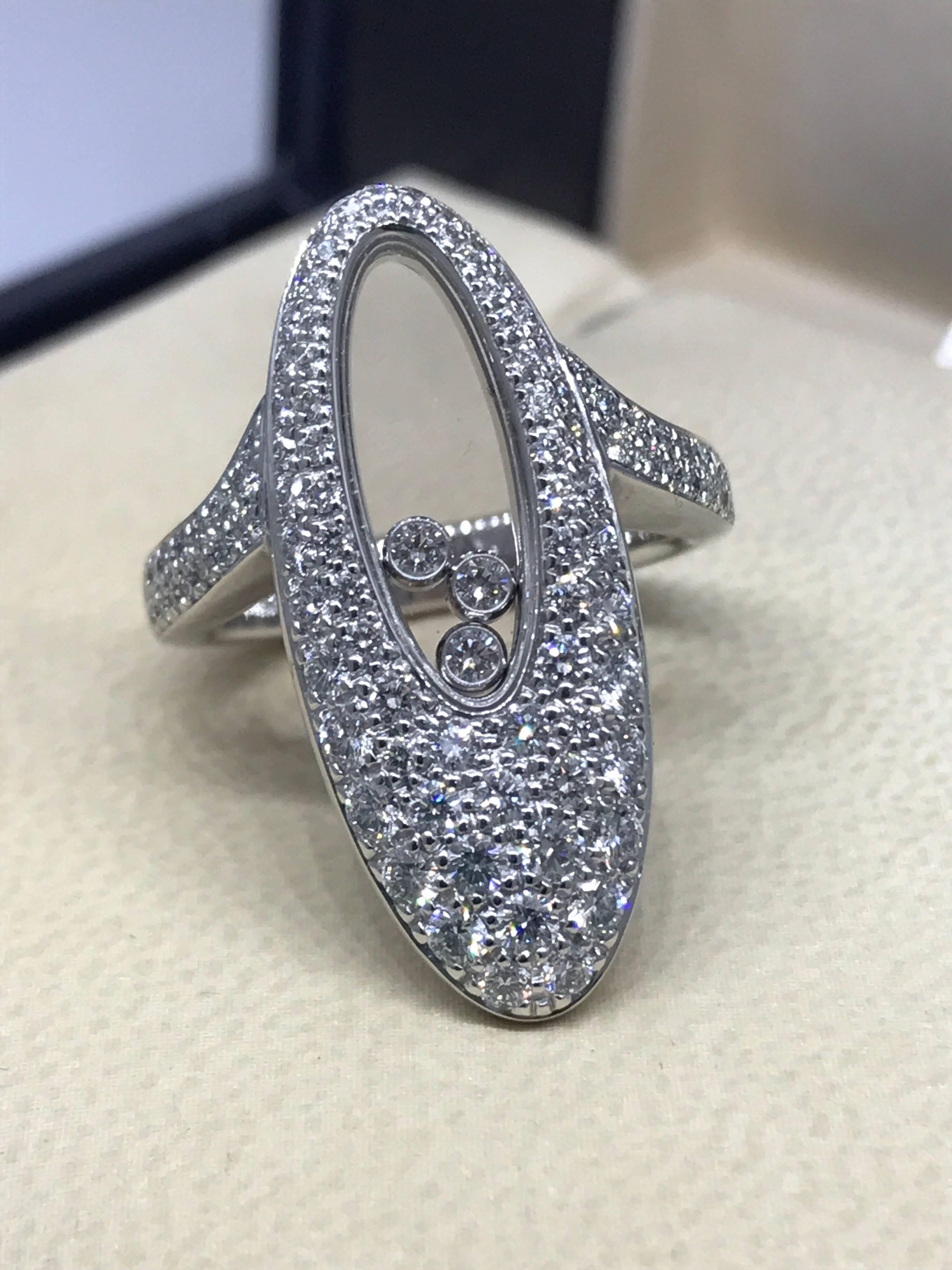 Chopard Happy Diamonds Oval White Gold Ring 82/7782, Brand New For Sale 1