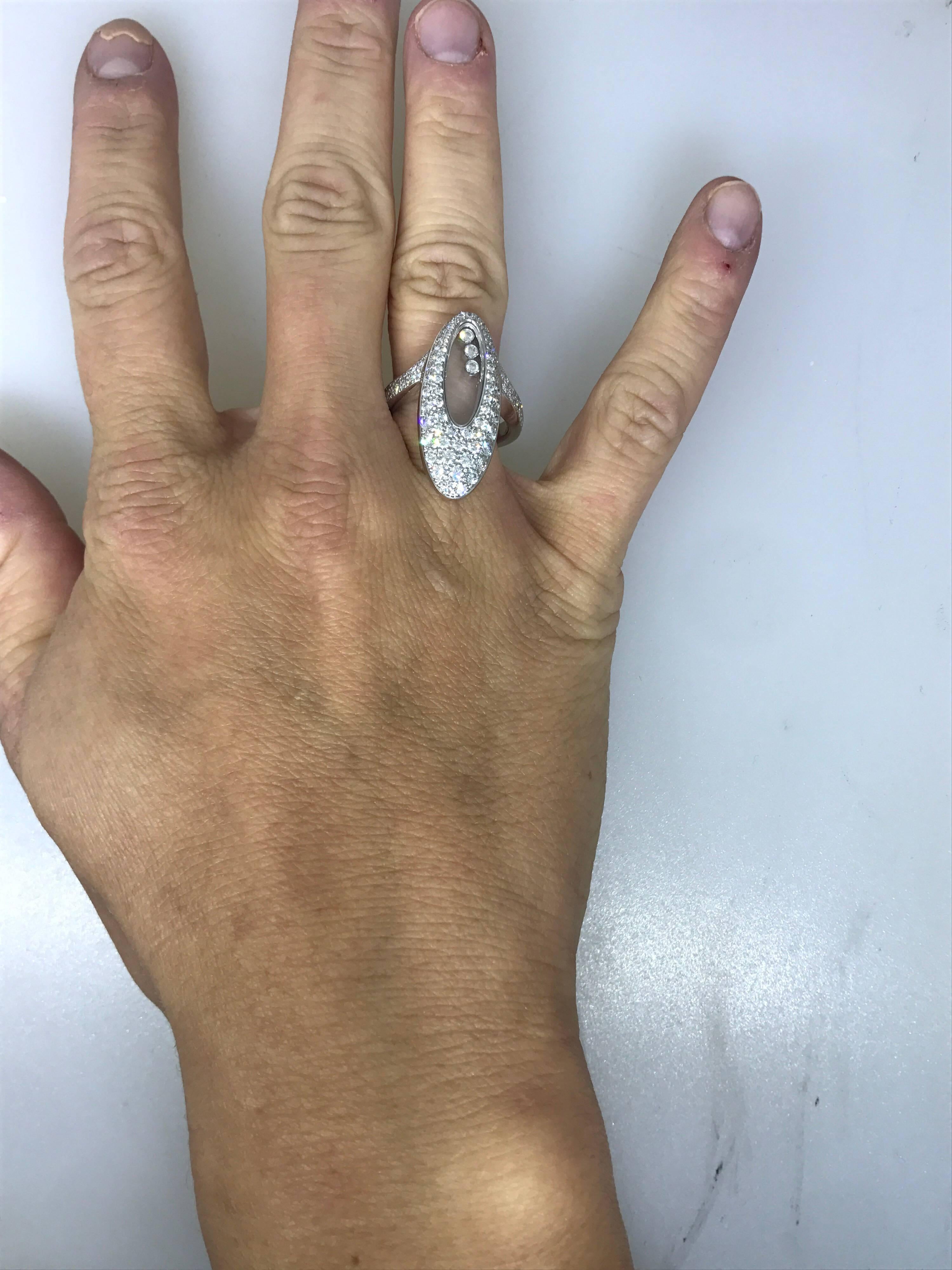 Chopard Happy Diamonds Oval White Gold Ring 82/7782, Brand New For Sale 2