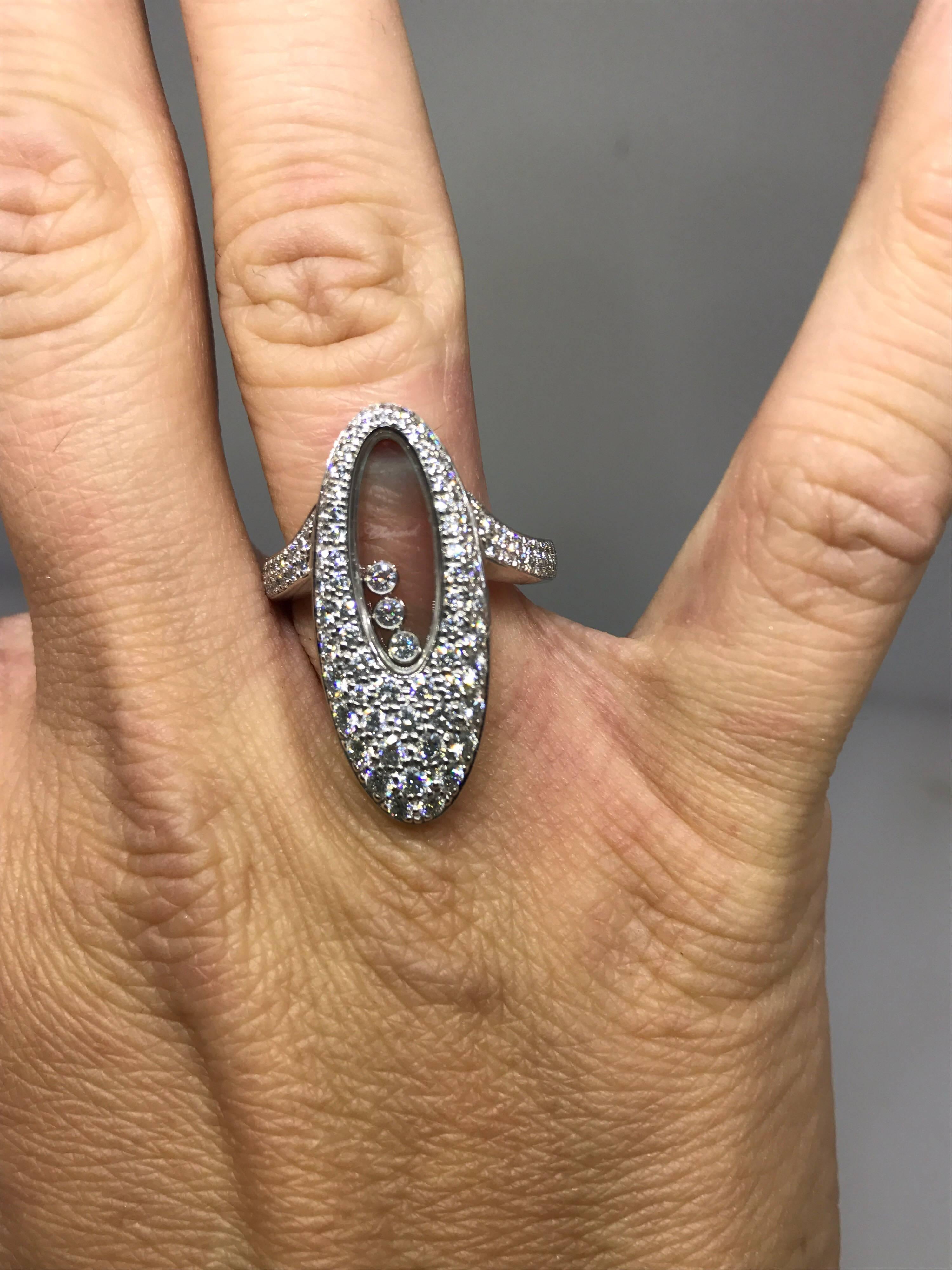 Chopard Happy Diamonds Oval White Gold Ring 82/7782, Brand New For Sale 3