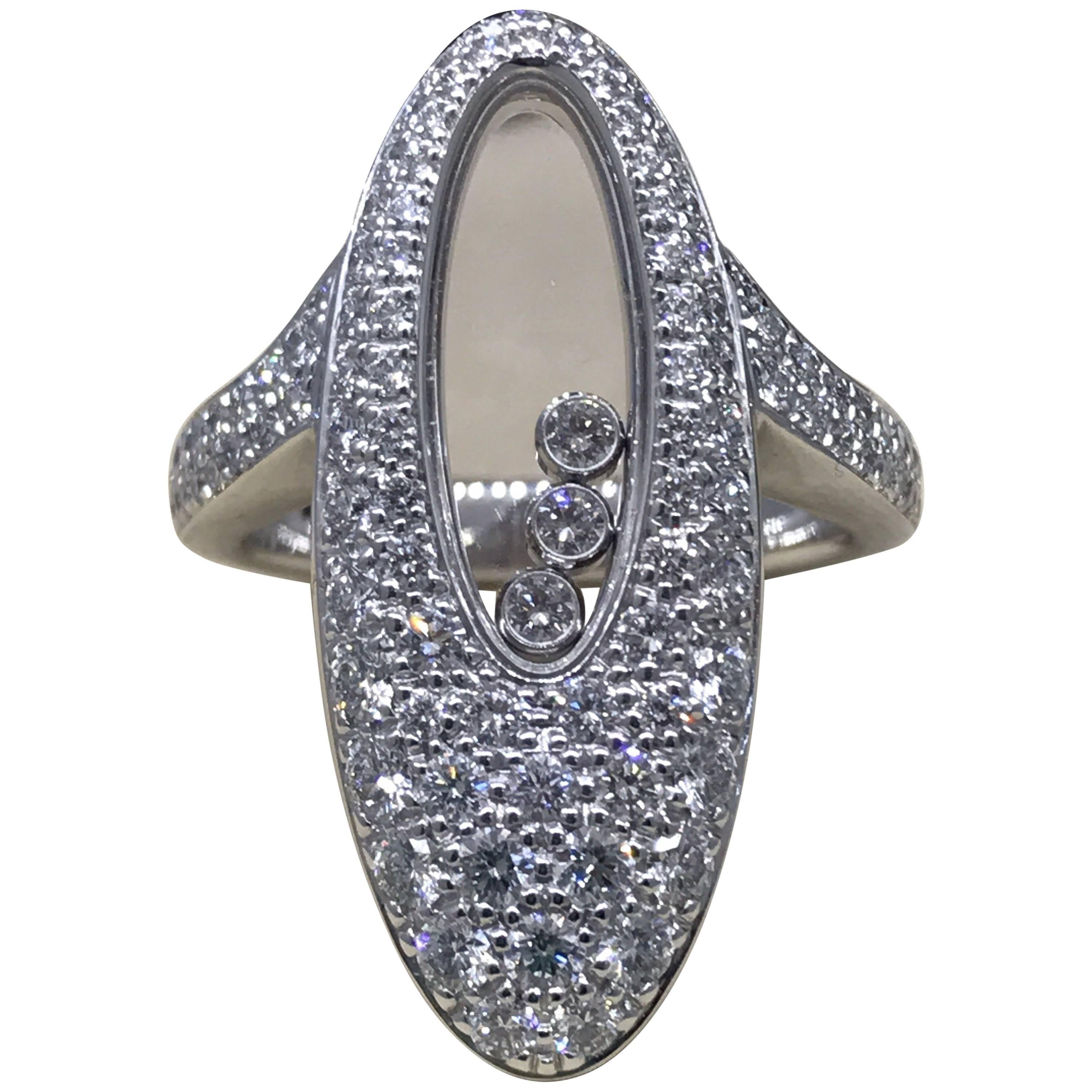 Chopard Happy Diamonds Oval White Gold Ring 82/7782, Brand New For Sale