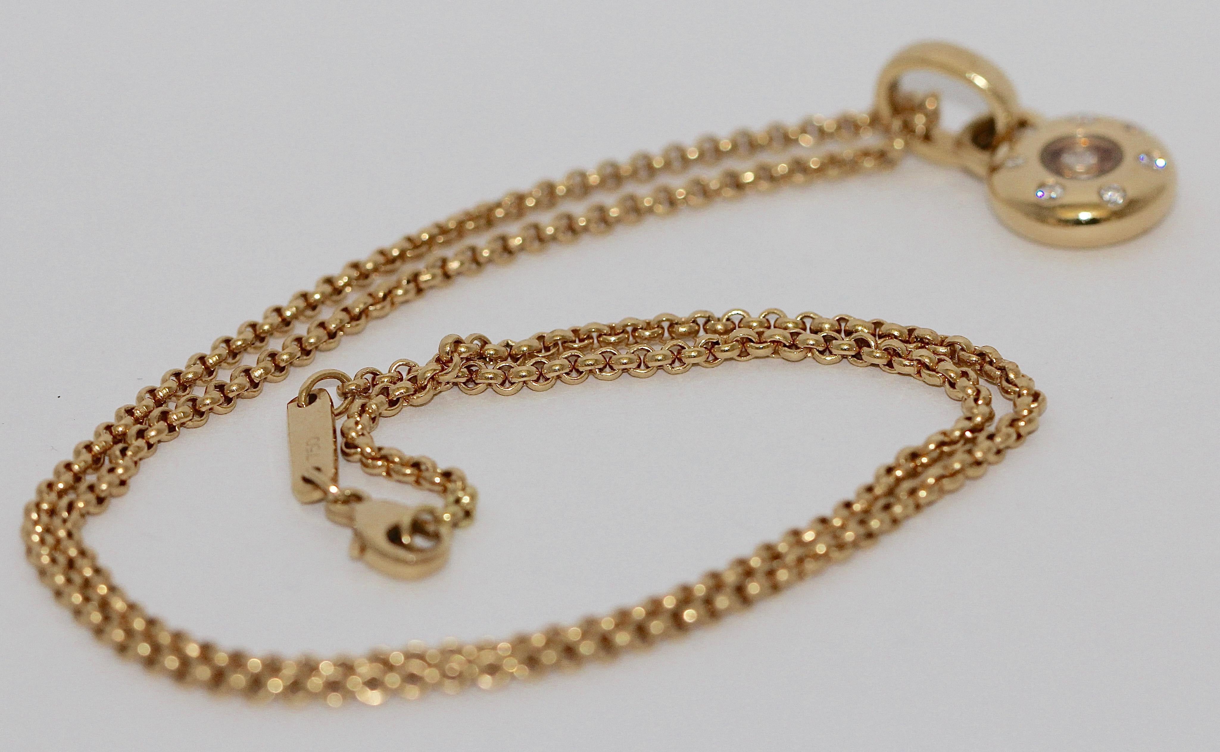 Chopard Happy Diamonds Anhänger und Kette 18 Karat Gold Halskette im Zustand „Gut“ im Angebot in Berlin, DE