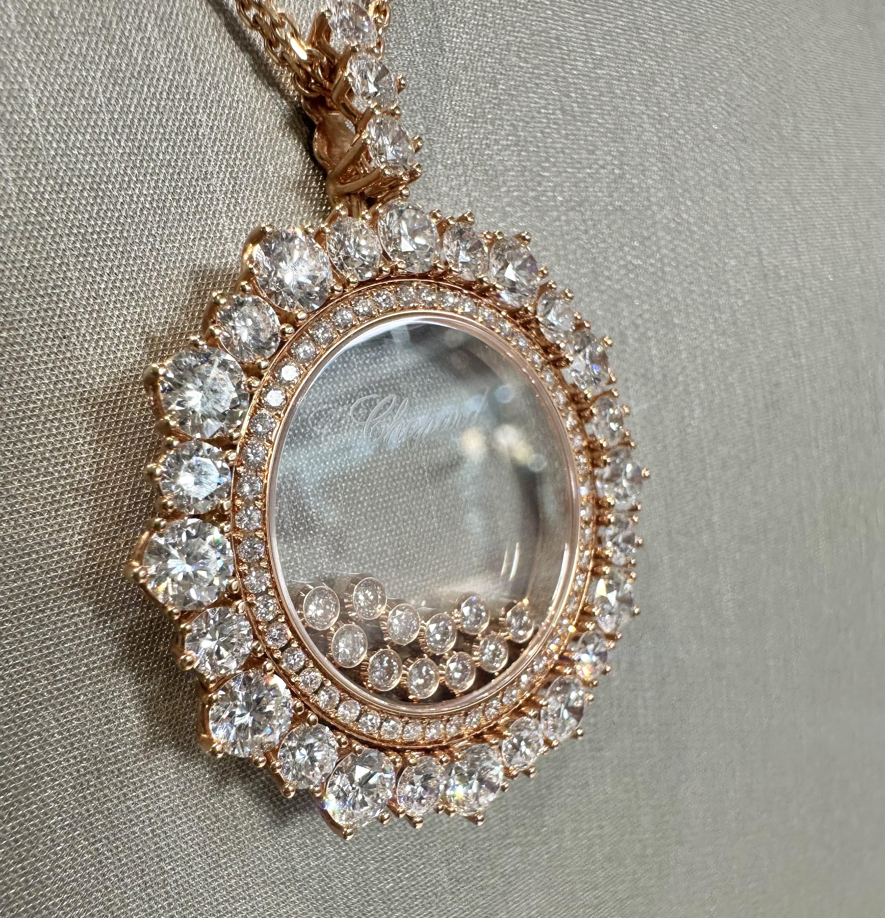 Taglio rotondo Collana Chopard Happy Diamonds in oro rosa 18 carati, 6,18 TCW in vendita