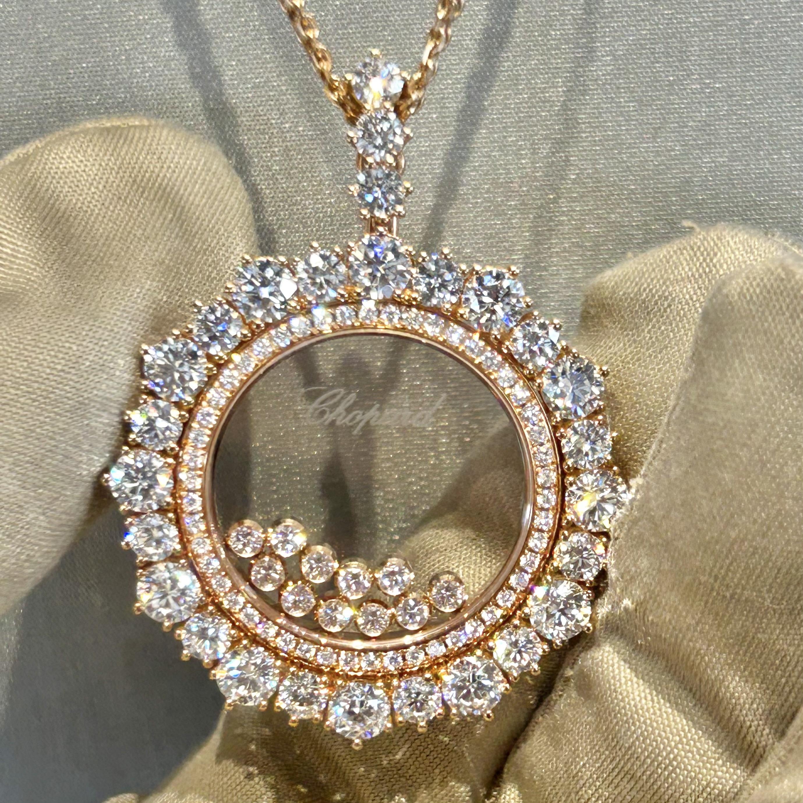 Collana Chopard Happy Diamonds in oro rosa 18 carati, 6,18 TCW In condizioni ottime in vendita a Miami, FL