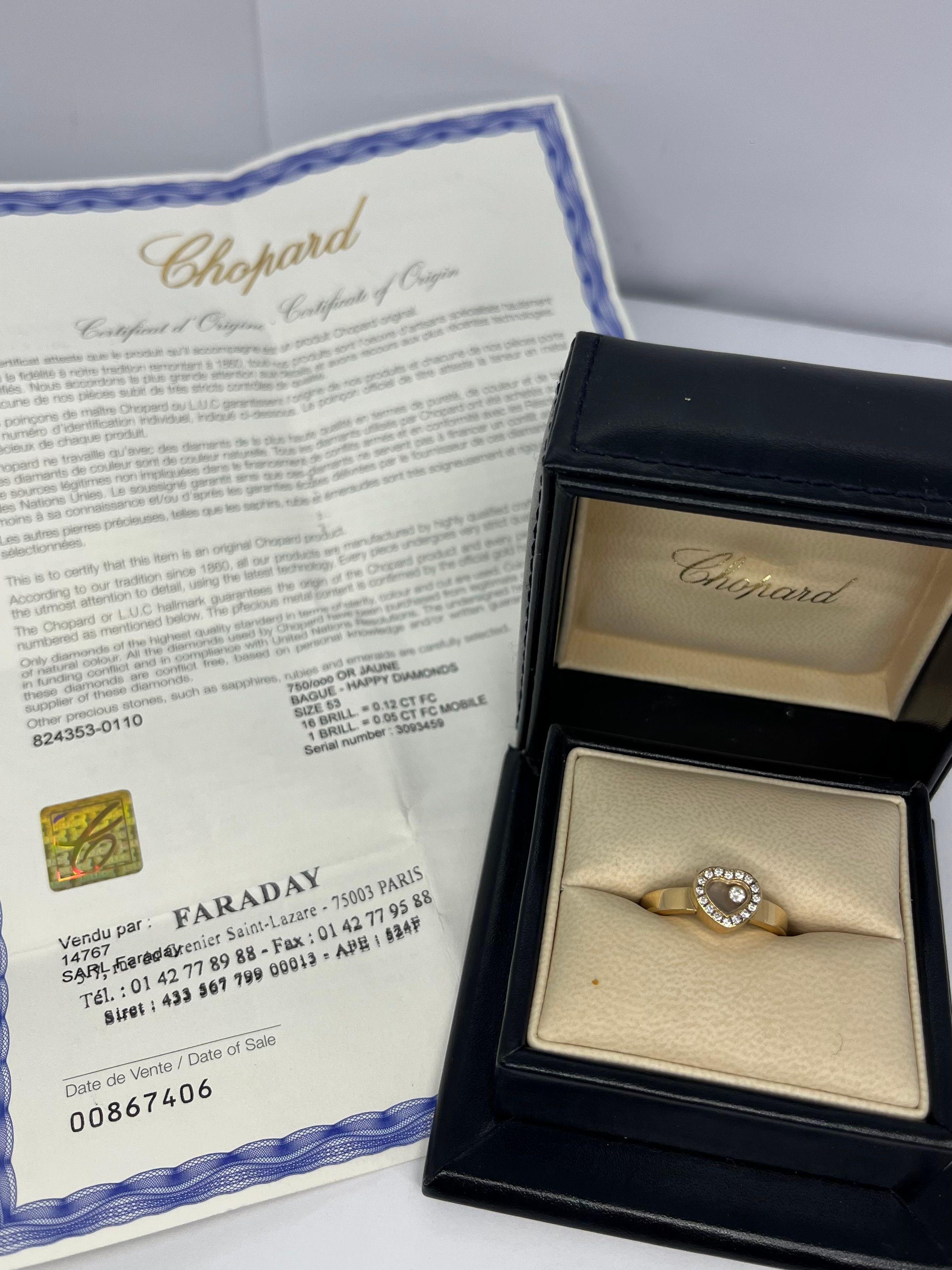Anello Chopard Happy Diamonds in oro giallo con diamanti da 0,17 carati in vendita 3