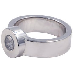 Chopard Happy Diamonds Ring White Gold 18 Karat Floating Diamond