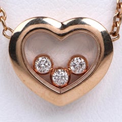 Chopard Happy Diamonds Rose Gold Floating Diamond Heart Pendant Necklace