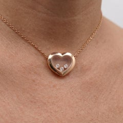 Chopard Happy Diamonds Rose Gold Floating Diamond Heart Pendant Necklace