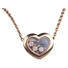 Chopard Happy Diamonds Rose Gold Floating Diamond Heart Pendant Necklace