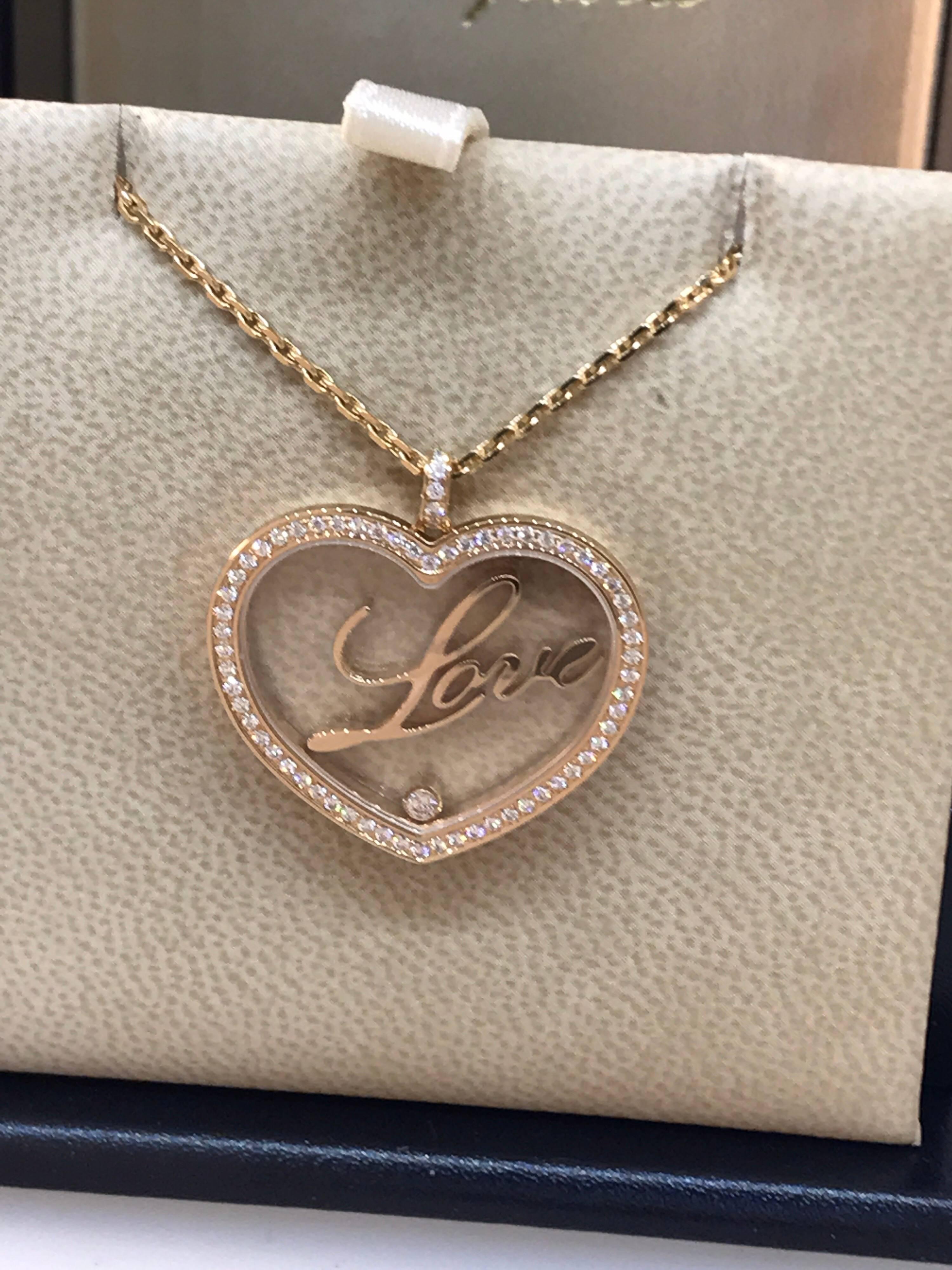 Chopard Happy Diamonds Rose Gold Heart Pendant / Necklace with 