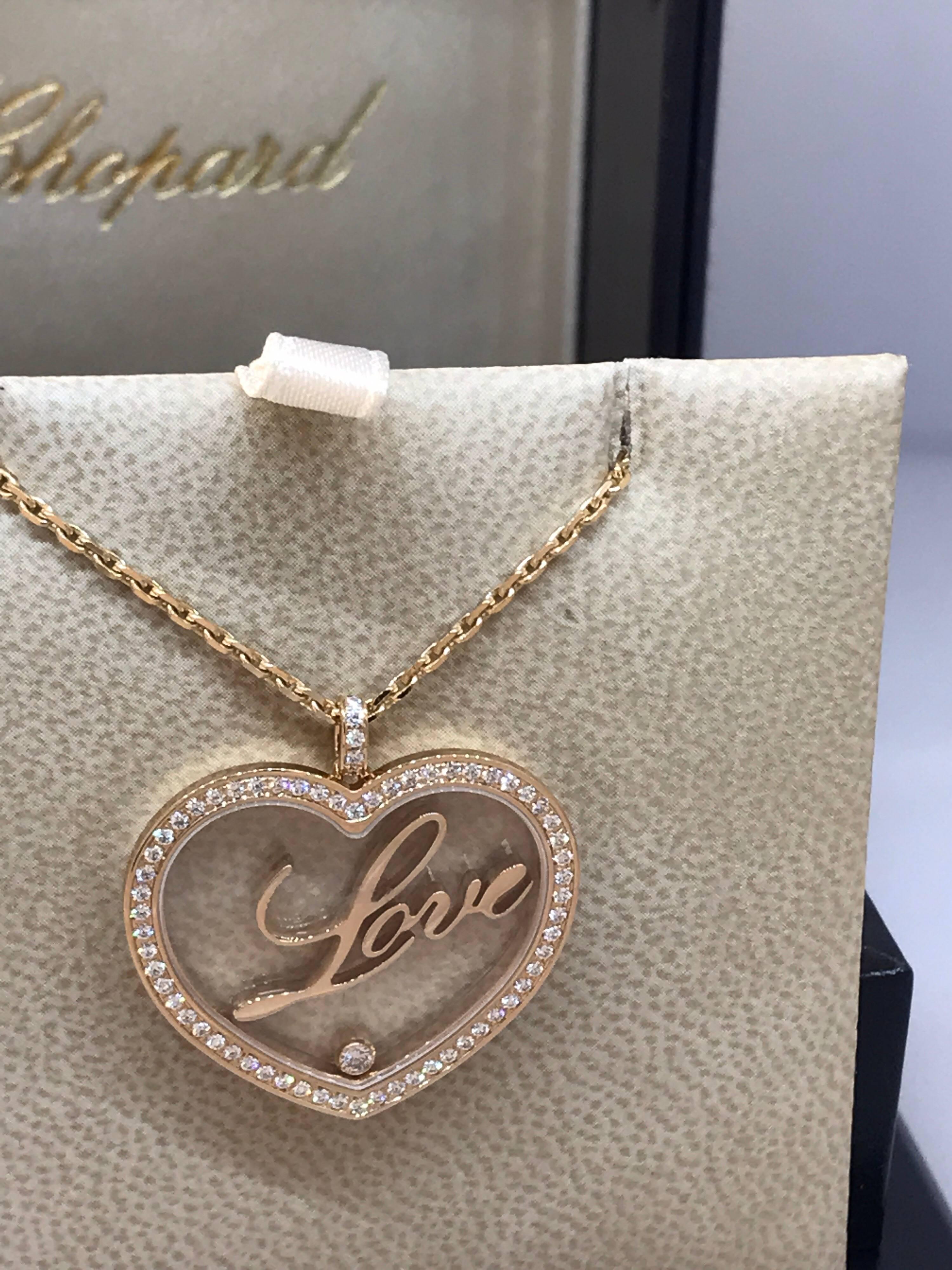 Women's Chopard Happy Diamonds Rose Gold Heart Pendant / Necklace with 