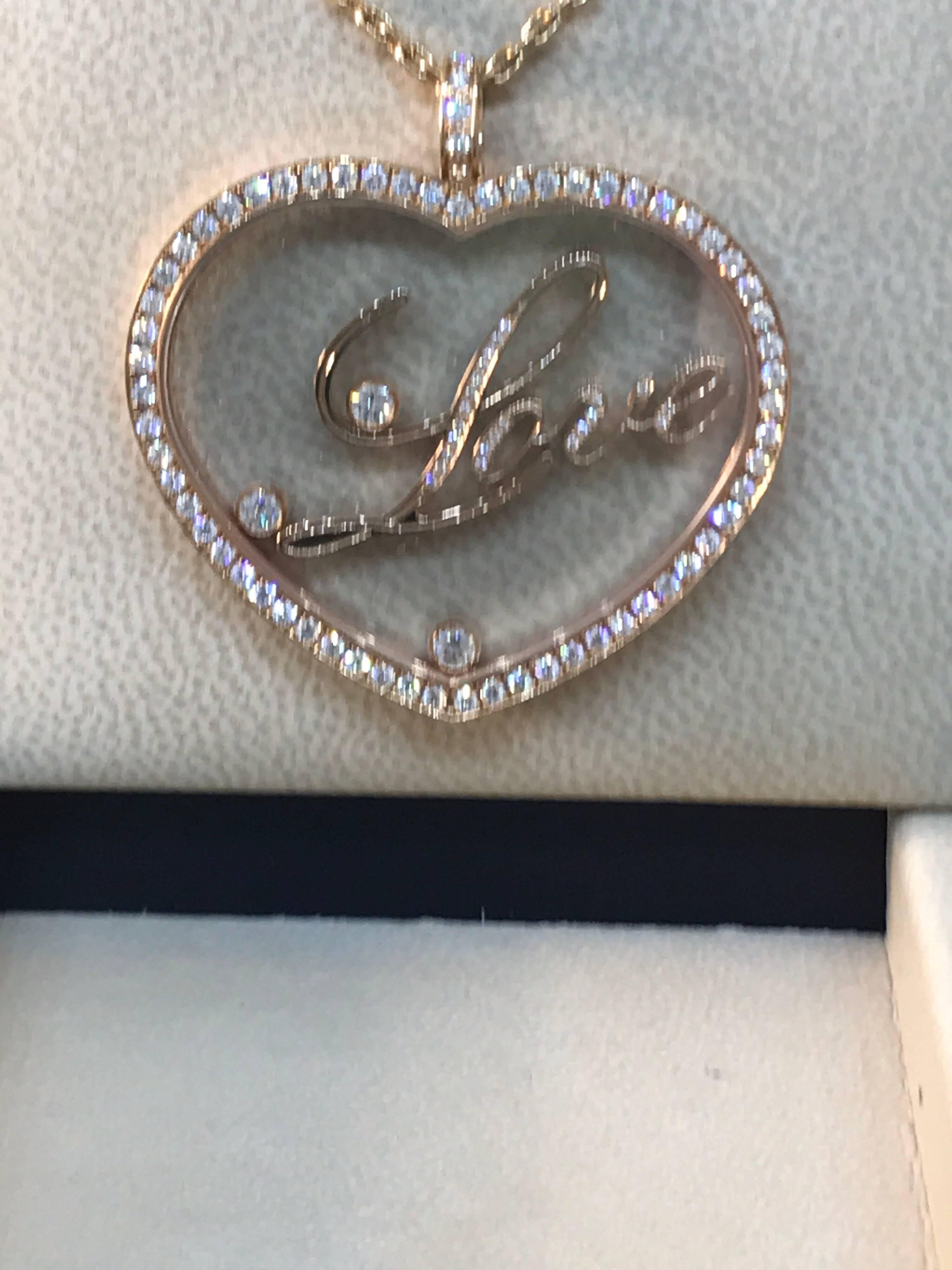 Chopard Happy Diamonds Rose Gold Large Heart Pendant / Necklace with 