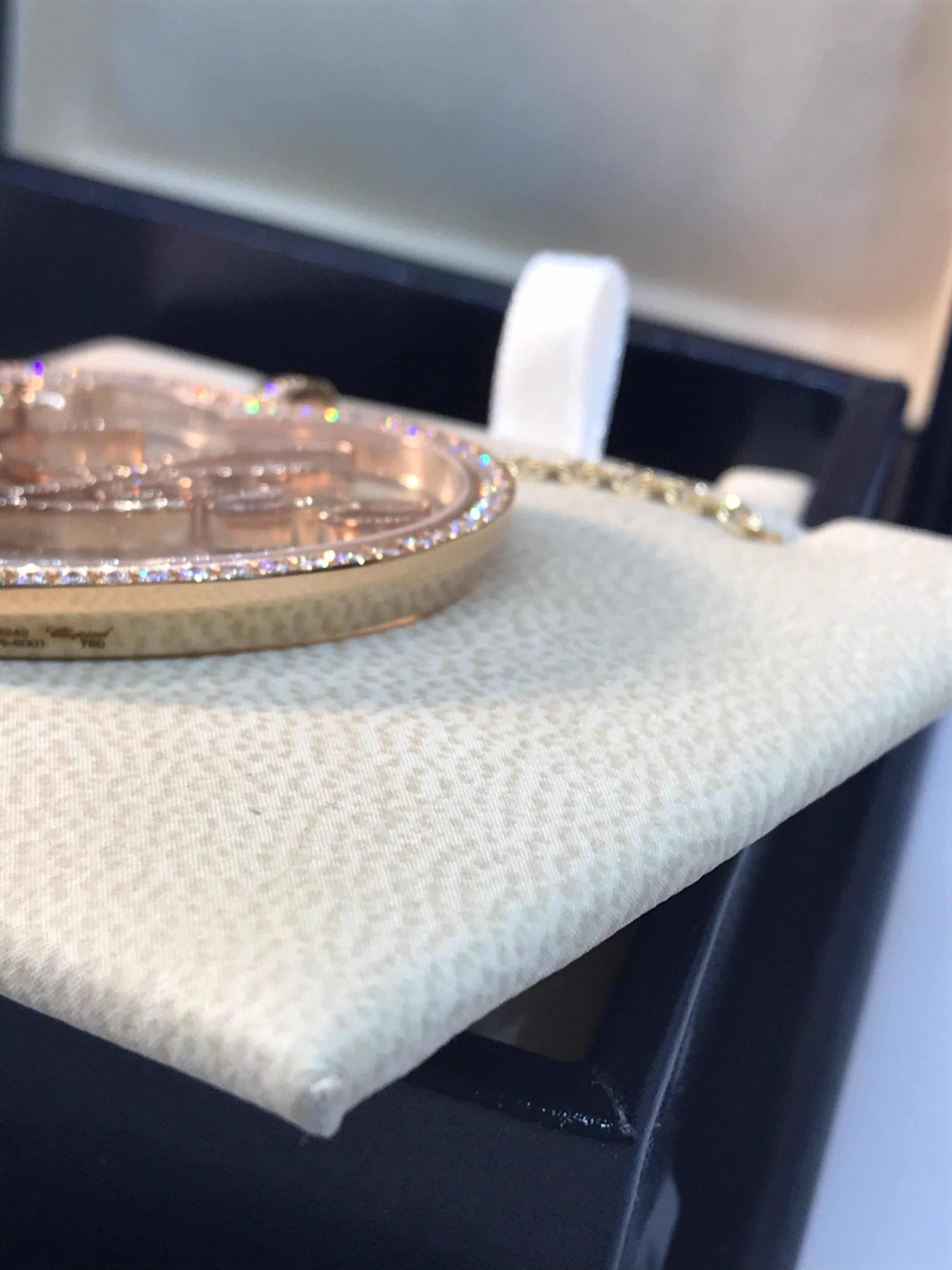 Women's Chopard Happy Diamonds Rose Gold Large Heart Pendant / Necklace with 