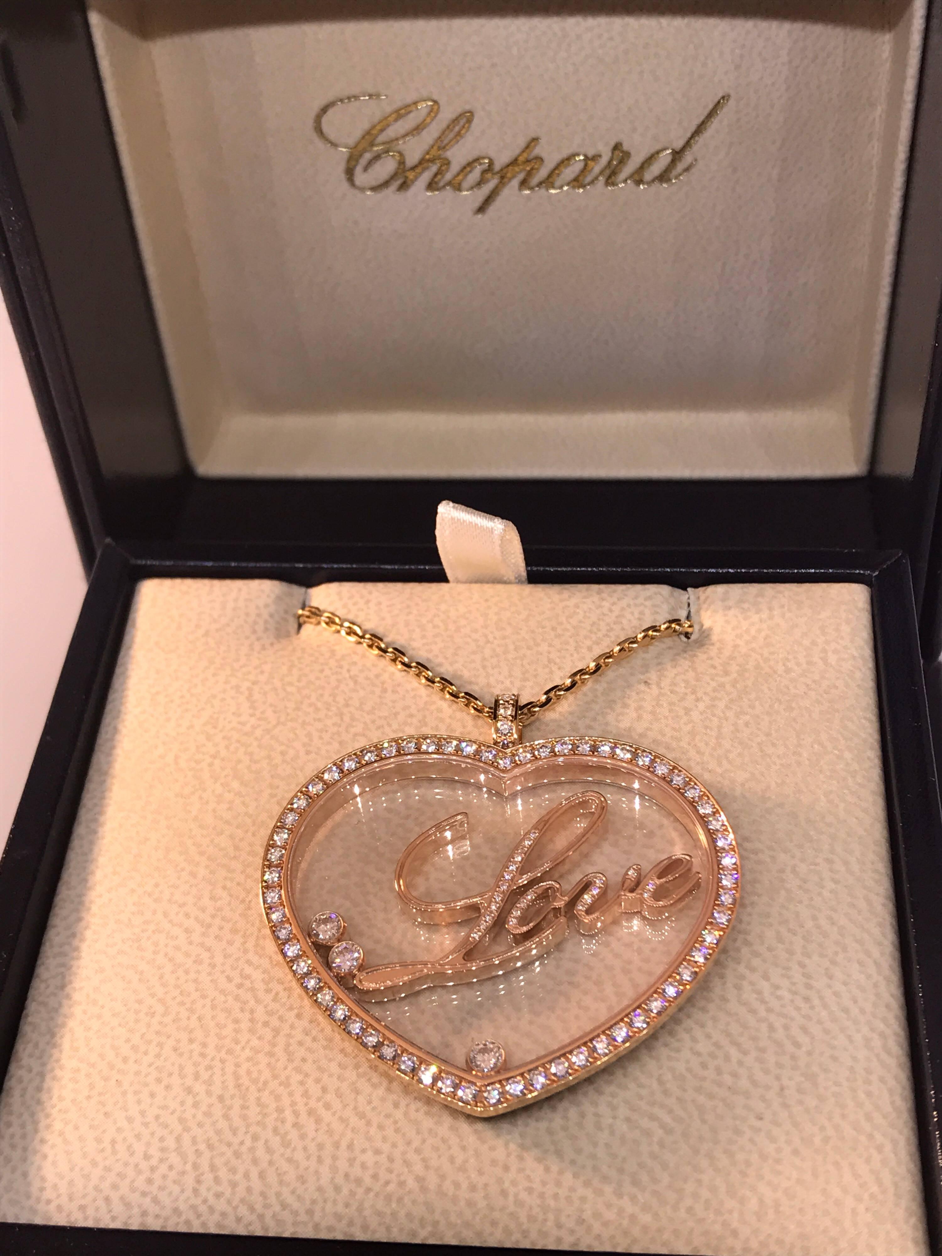 Chopard Happy Diamonds Rose Gold Large Heart Pendant / Necklace with 