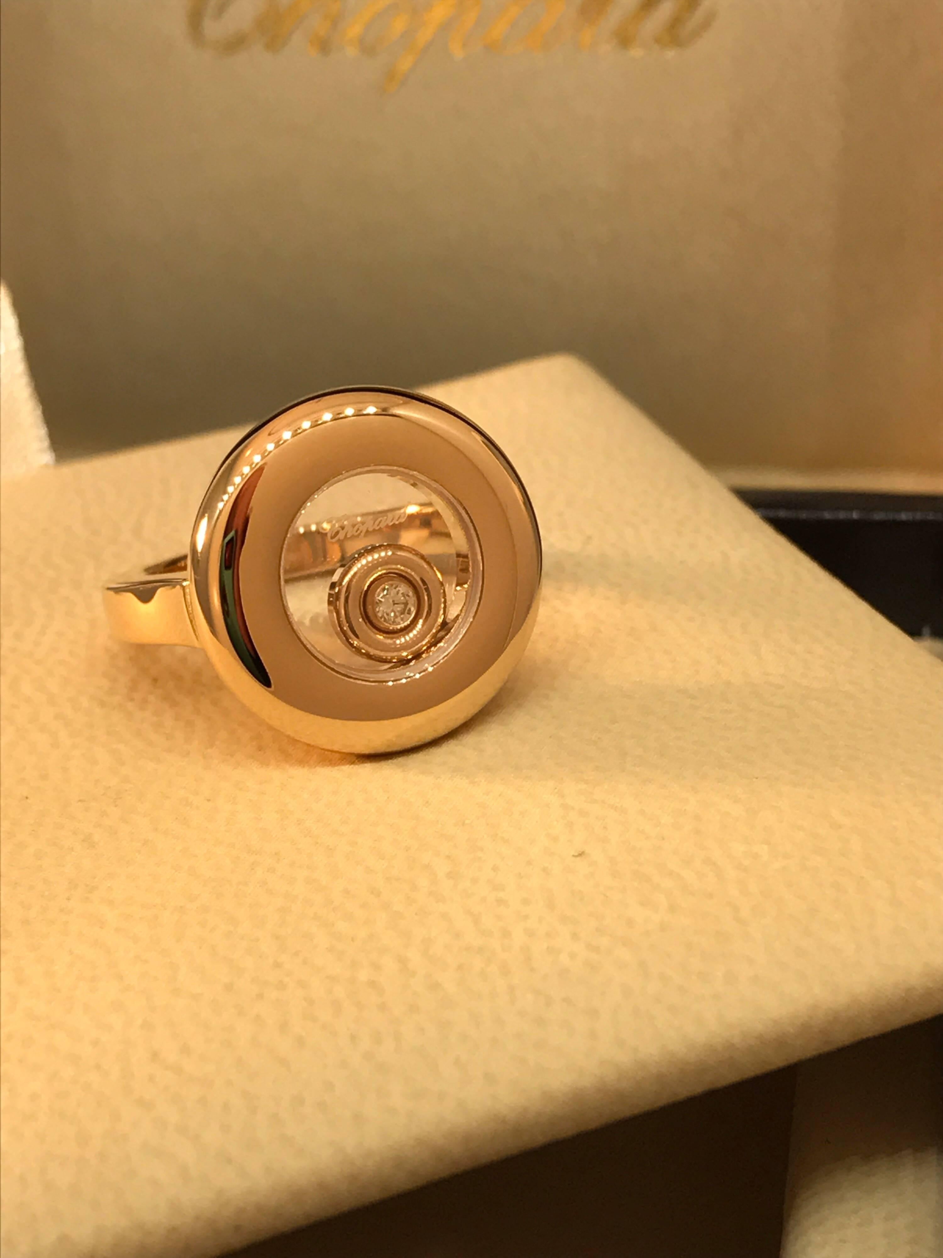 Women's or Men's Chopard Happy Diamonds Rose Gold Ring 82/7211 Brand New