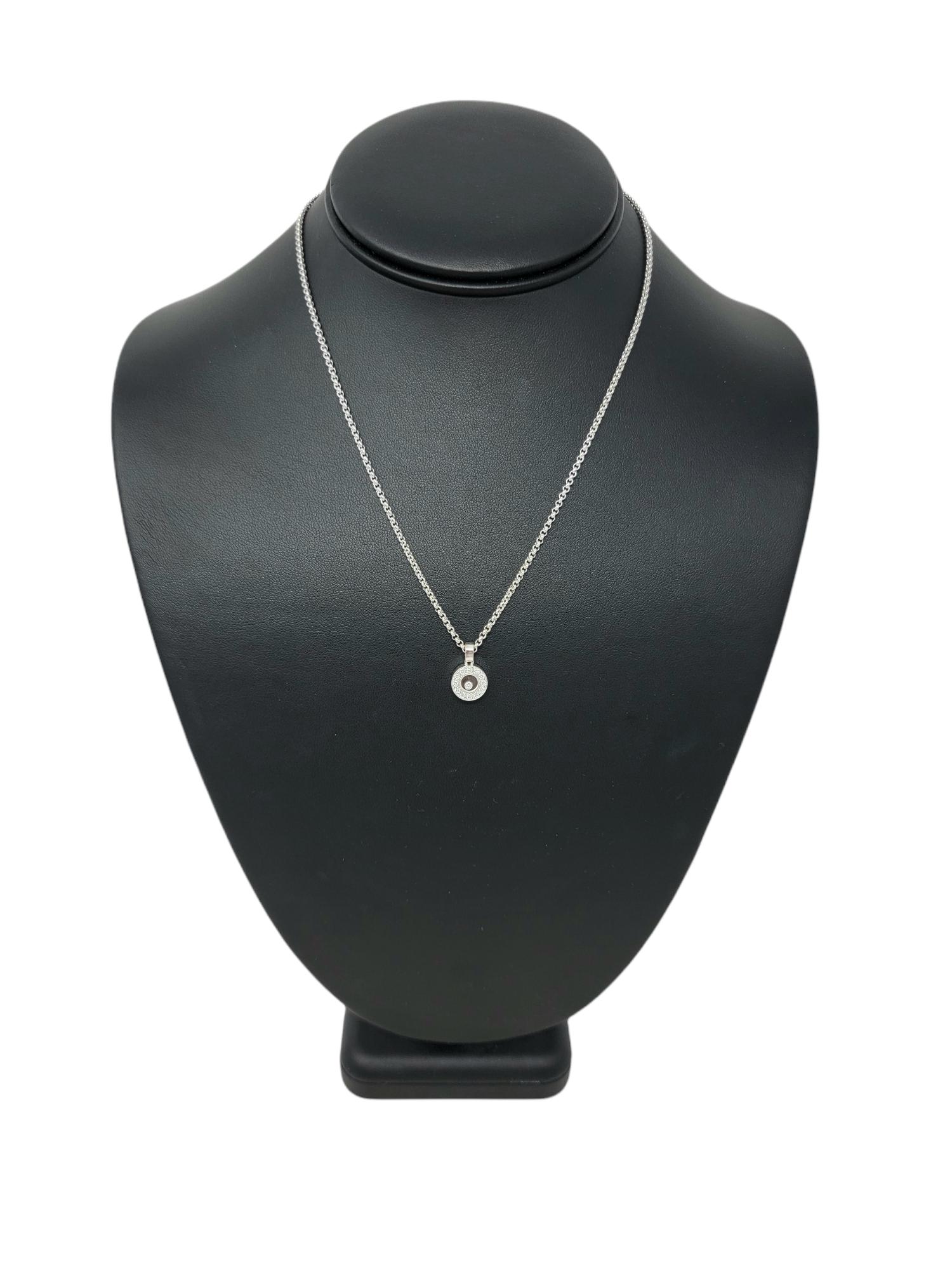 Chopard Happy Diamonds Round Pave Halo Pendant Necklace in 18 Karat White Gold 5